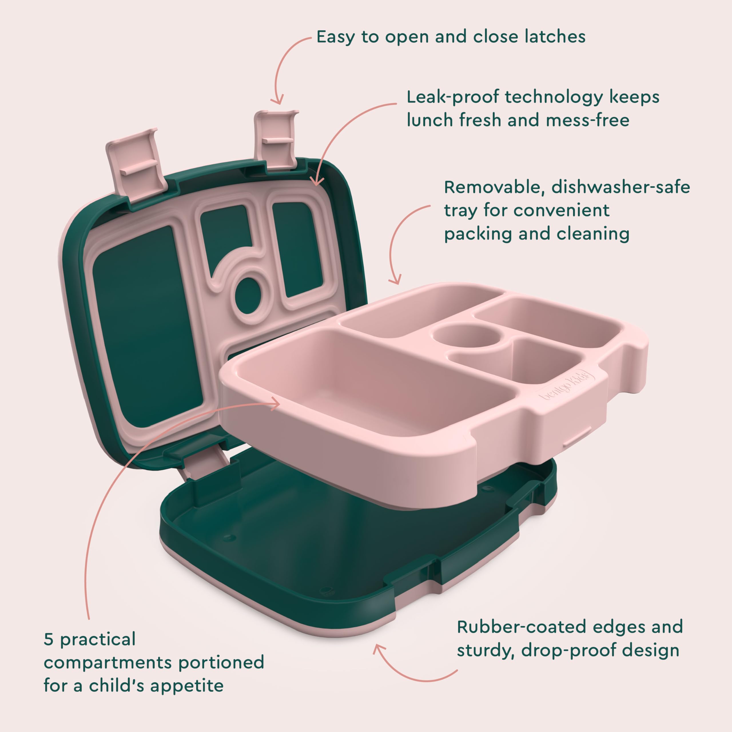 Bentgo Kids Prints Leak-Proof, 5-Compartment Bento-Style Kids Lunch Box - Ideal Portion Sizes for Ages 3-7, Durable, Drop-Proof, Dishwasher Safe, & PFAS & BPA-Free Materials (Unicorn)