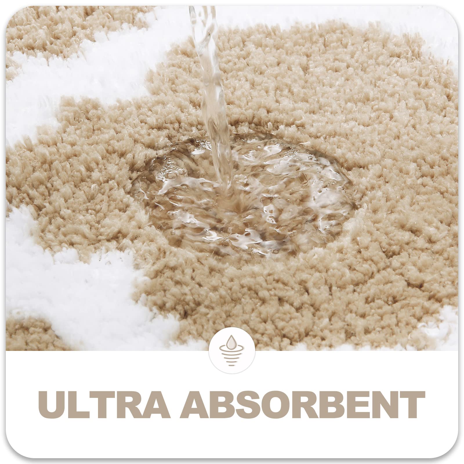 OLANLY Bathroom Rugs 24x16, Soft and Absorbent Microfiber Bath Rugs, Non-Slip Shaggy Shower Carpet, Machine Wash Dry, Bath Mats for Bathroom Floor, Tub and Shower, Grey