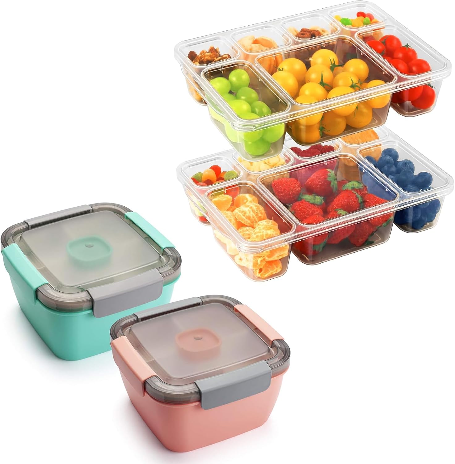 Freshmage 2 Pack Salad Lunch Containers & Snackle Box Containers