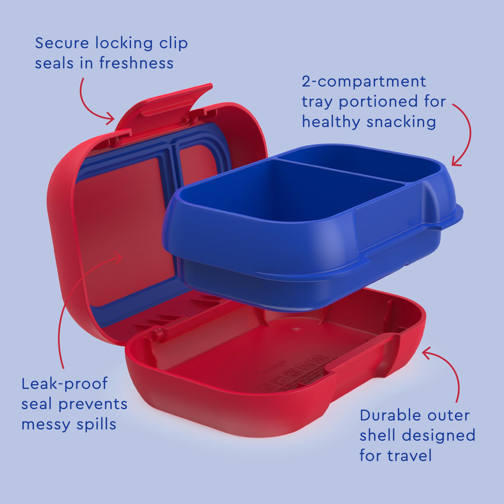 Bentgo Kids Snack - 2 Compartment Leak-Proof Bento Box Container for Snacks and Small Meals, Easy-Open Latch, Dishwasher Safe, BPA-Free for School, Daycare, & Sports - Ideal for Ages 3+ (Green/Navy)