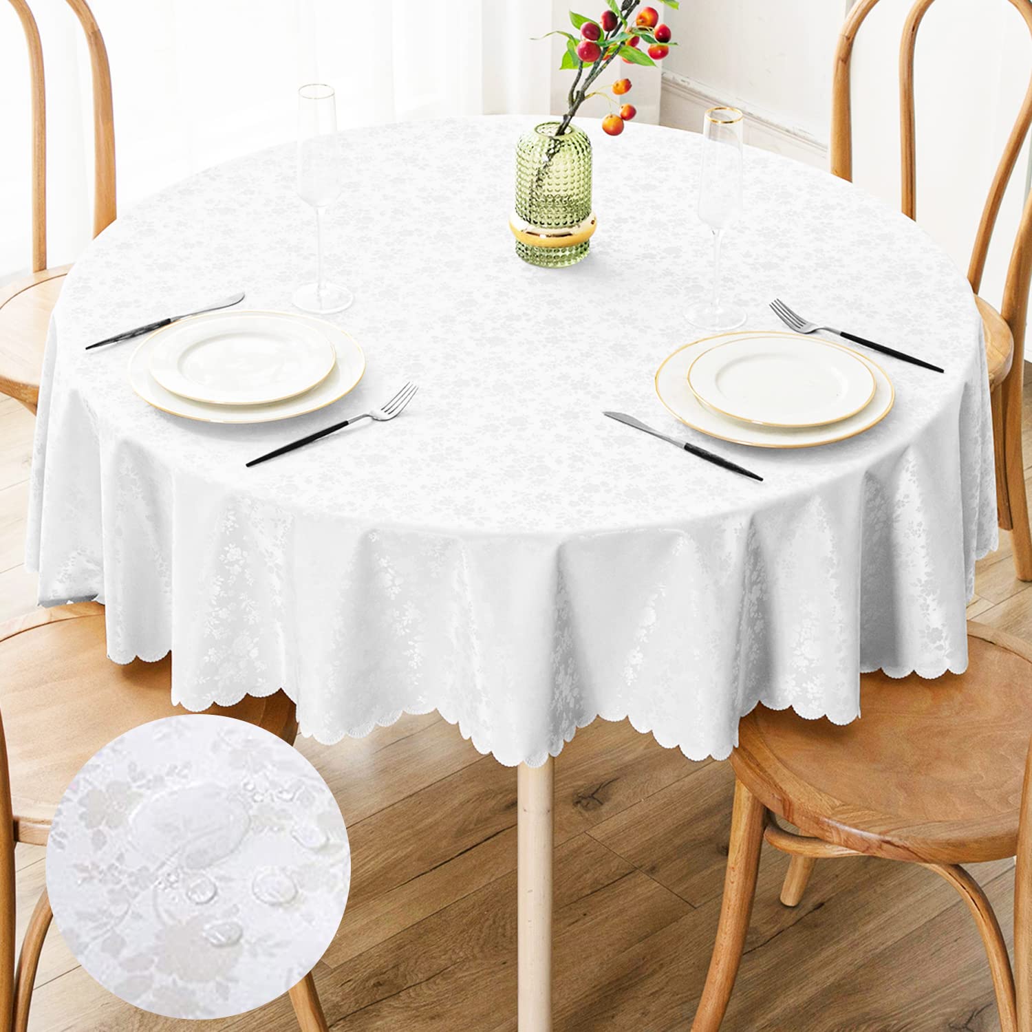 Smiry Rectangle Table Cloth, Waterproof Heavy Duty Vinyl Tablecloths, Wipeable Washable Table Cover for Kitchen and Dining Room (Beige, 60" X 84")