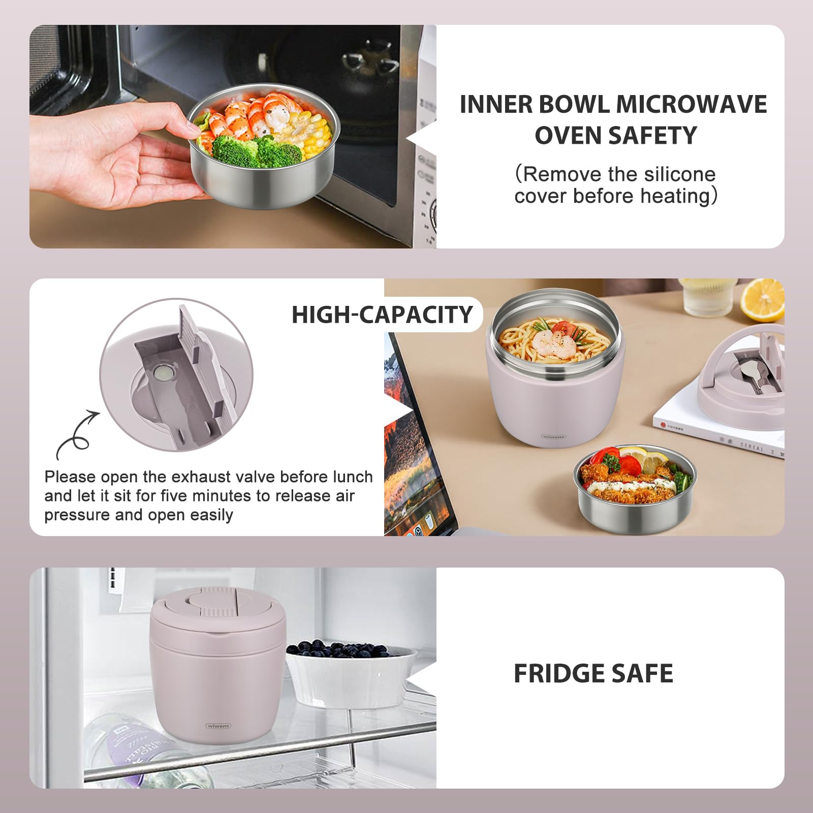 Thermo Food Jar for Hot Food Adults 32OZ Soup Thermo Lunch Containers Wide Mouth Vacuum Insulated Stainless Steel Leakproof Bento Box with Spoon (Black)