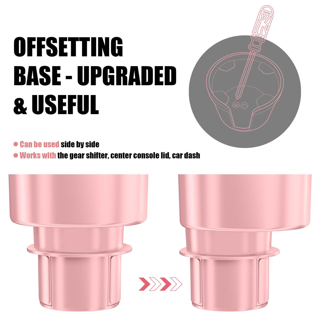 Upgraded Car Cup Holder Expander Adapter with Offset Adjustable Base, Compatible with Yeti 14/24/36/46oz Ramblers, Hydro Flasks 32/40oz, Other Large Bottles Mugs in 3.5"-4.0", 1 Pack