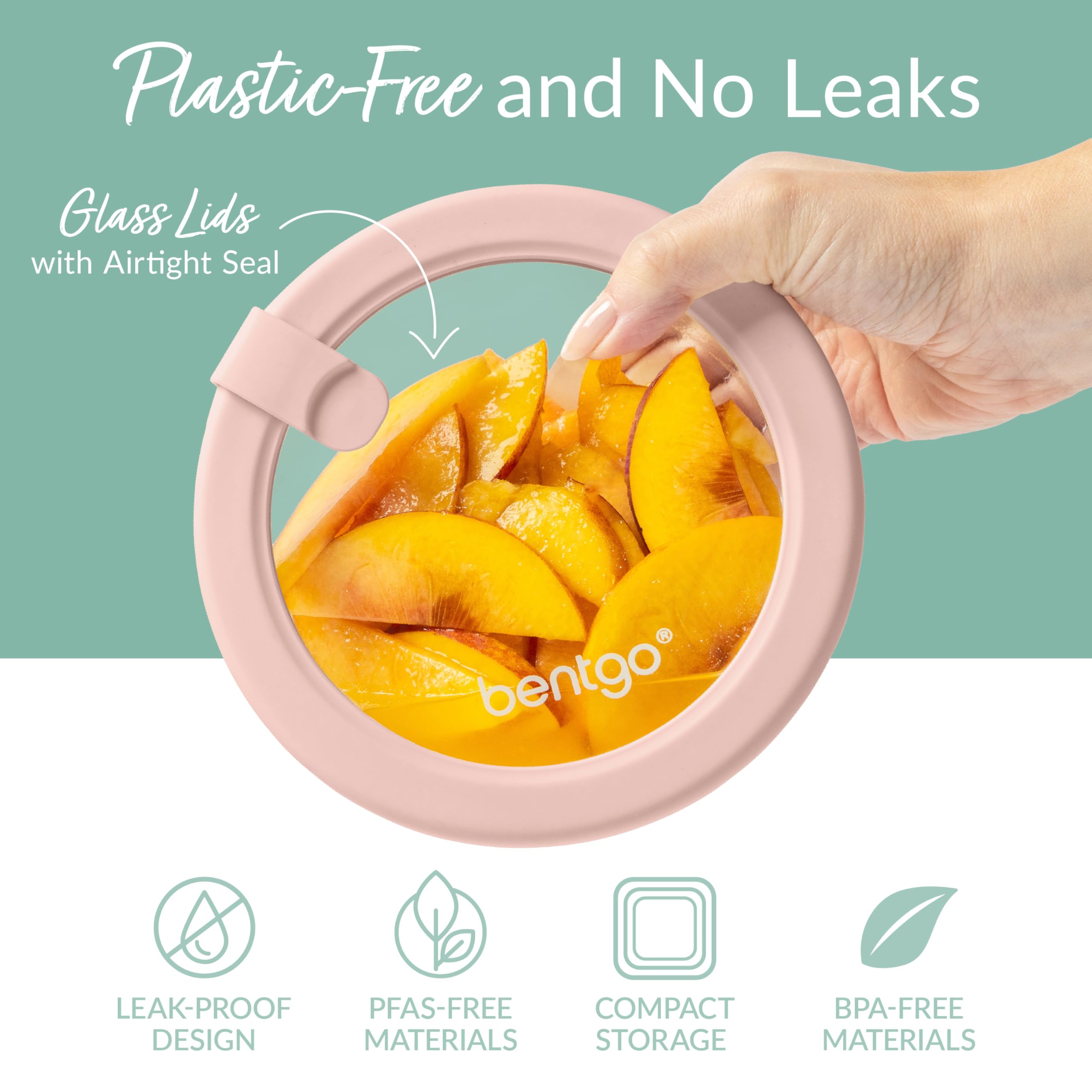 Bentgo Signature Leak-Proof Glass Food Storage - 12-Piece Set, 1-Compartment Meal Prep Plastic-Free Containers, Airtight Glass Lids, BPA-Free, Microwave, Freezer, Oven, Dishwasher Safe (Desert Sage)