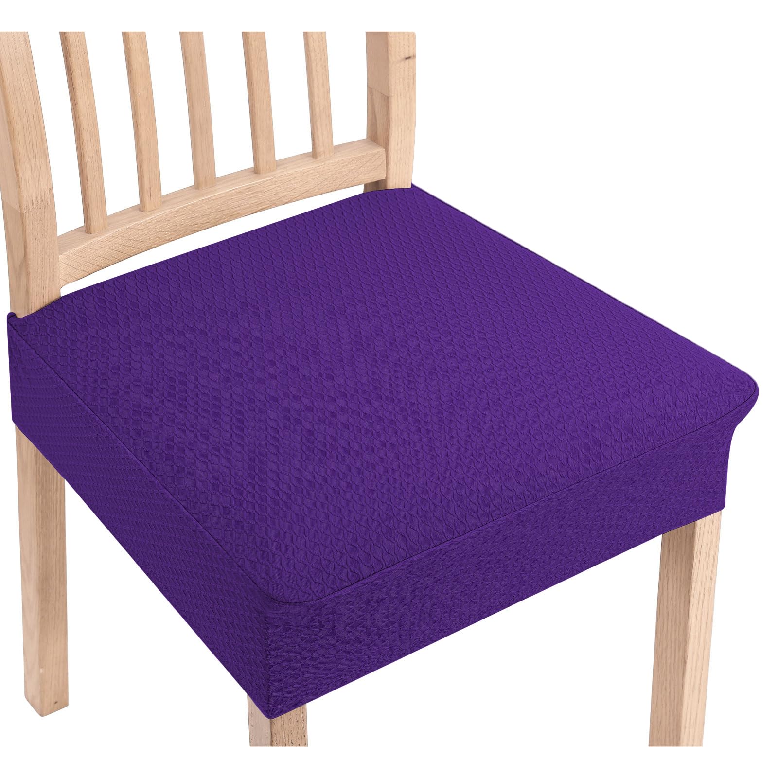 Smiry Stretch Jacquard Seat Covers for Dining Room Chairs Set of 6, Removable Washable Chair Seat Protector Slipcovers, No Rear Covers, Beige