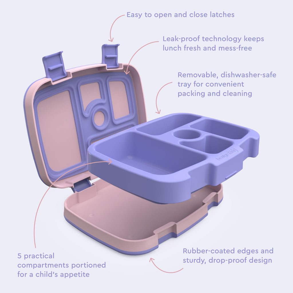 Bentgo Kids Prints Leak-Proof, 5-Compartment Bento-Style Kids Lunch Box - Ideal Portion Sizes for Ages 3-7, Durable, Drop-Proof, Dishwasher Safe, & PFAS & BPA-Free Materials (Unicorn)