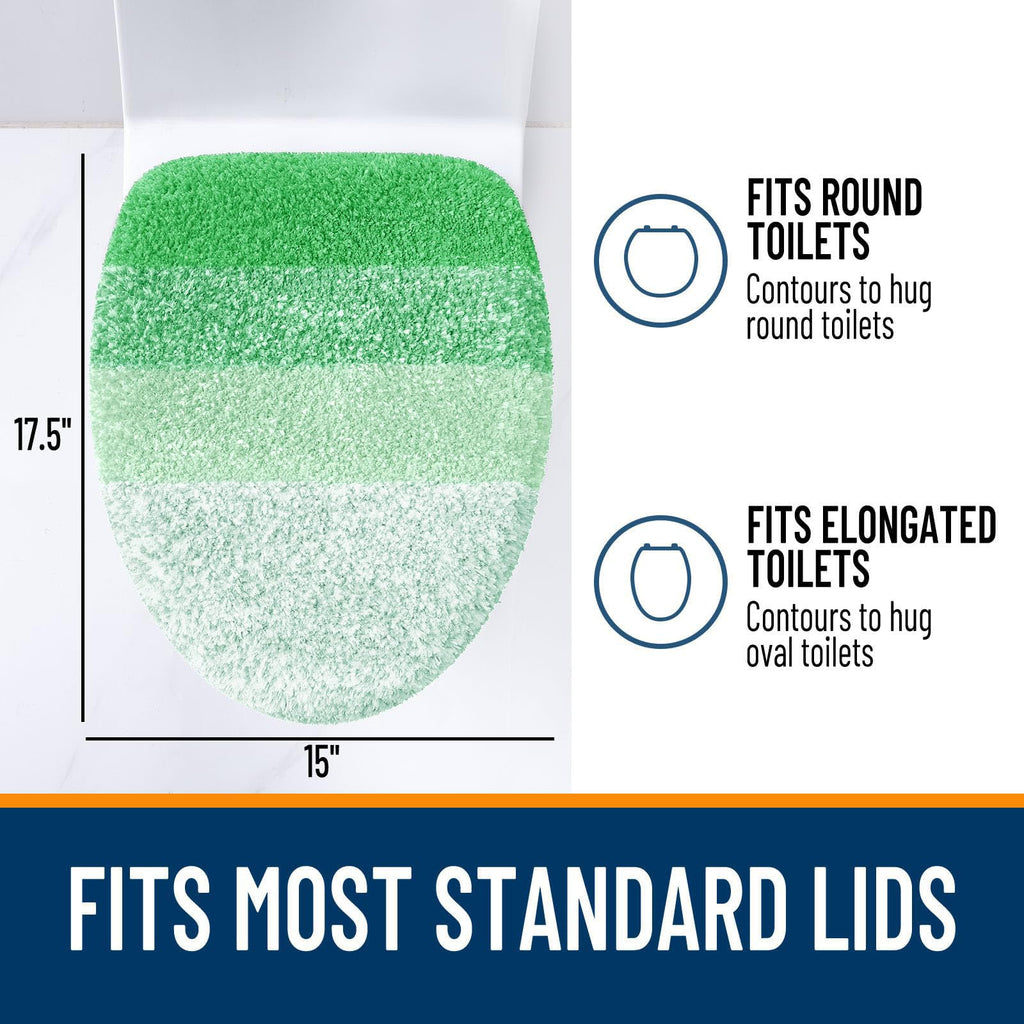 OLANLY Soft Microfiber Bathroom Toilet Lid Cover, Machine Washable Seat Covers, 17.5x15, Stays in Place Rubber Backing, Fits Most Round, Elongated and Oblong Lids, Accessories Decor, Gray