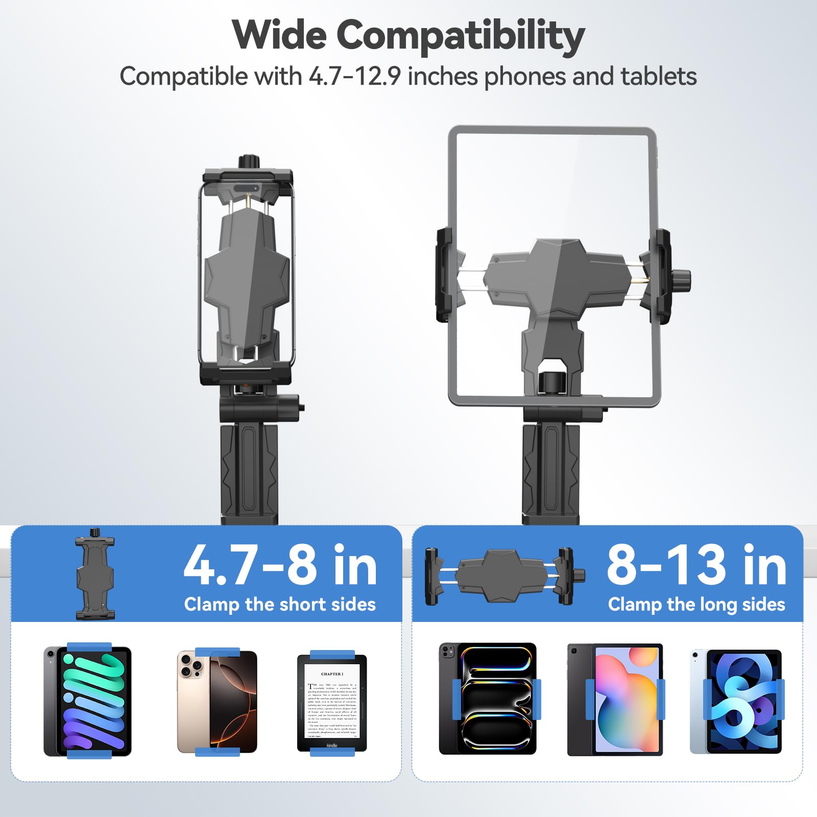 KDD Airplane Tablet Holder Mount, Adjustable Travel Essentials iPad Phone Stand with 360 Degree Rotation, Portable Tesla Model 3/Y Car Headrest Mount Compatible with iPad, Cell Phone