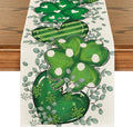 Artoid Mode Shamrock Eucalyptus Heart St. Patrick's Day Table Runner,Seasonal Spring Kitchen Dining Table Decoration for Home Party Decor 13 x 72 Inch