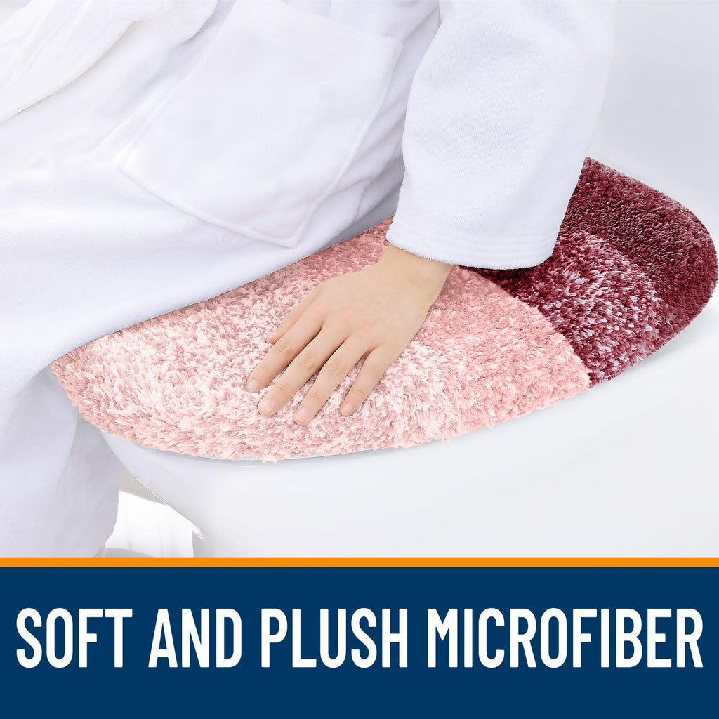 OLANLY Soft Microfiber Bathroom Toilet Lid Cover, Machine Washable Seat Covers, 17.5x15, Stays in Place Rubber Backing, Fits Most Round, Elongated and Oblong Lids, Accessories Decor, Gray