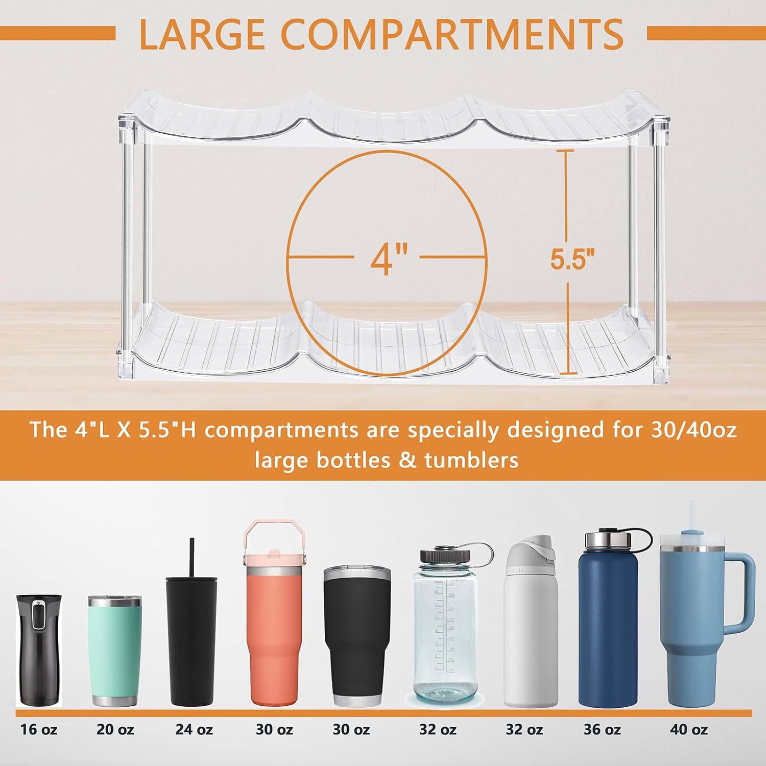Homecor Silverware Organizer & Water Bottle Organizer for Stanley 40 oz Tumbler