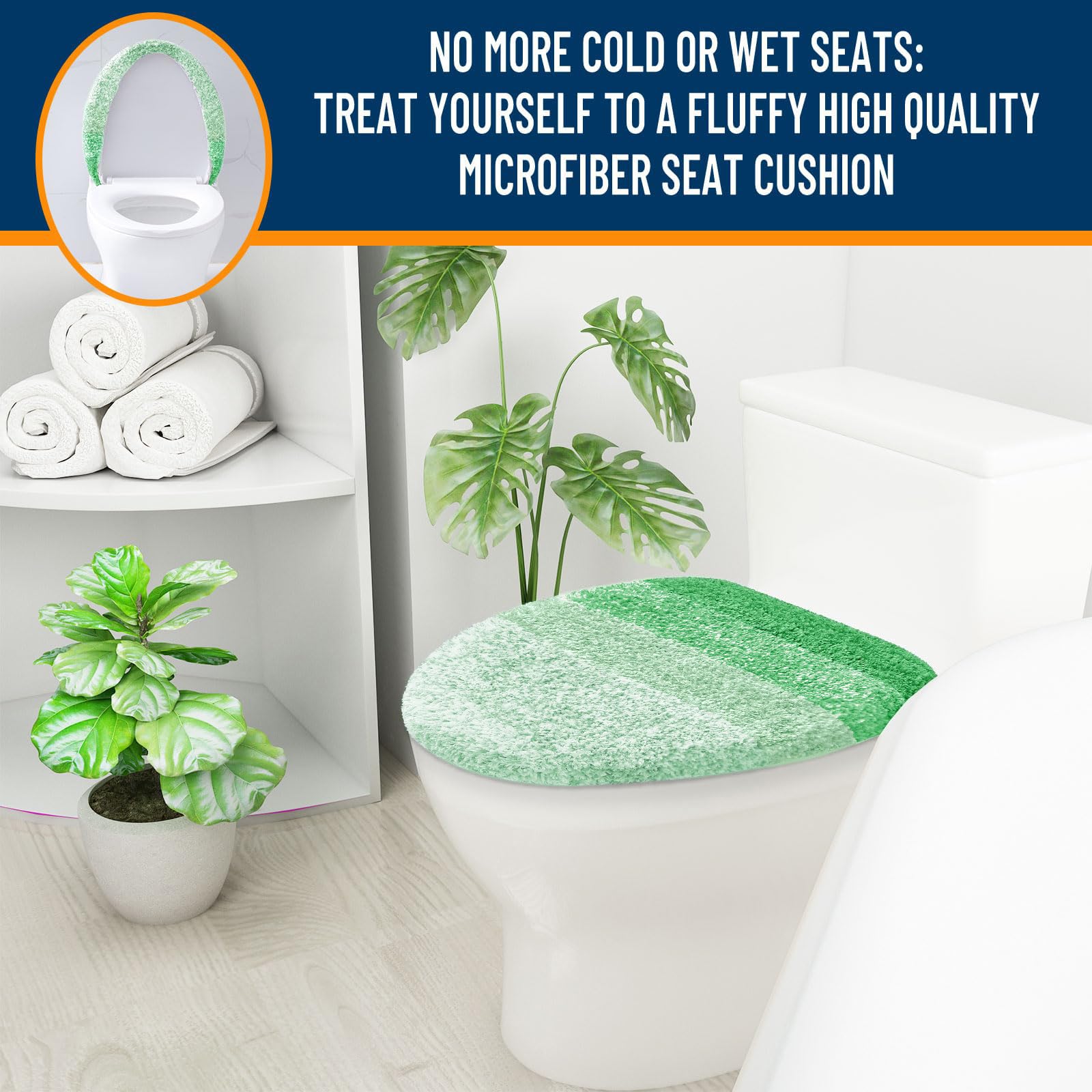 OLANLY Soft Microfiber Bathroom Toilet Lid Cover, Machine Washable Seat Covers, 17.5x15, Stays in Place Rubber Backing, Fits Most Round, Elongated and Oblong Lids, Accessories Decor, Gray