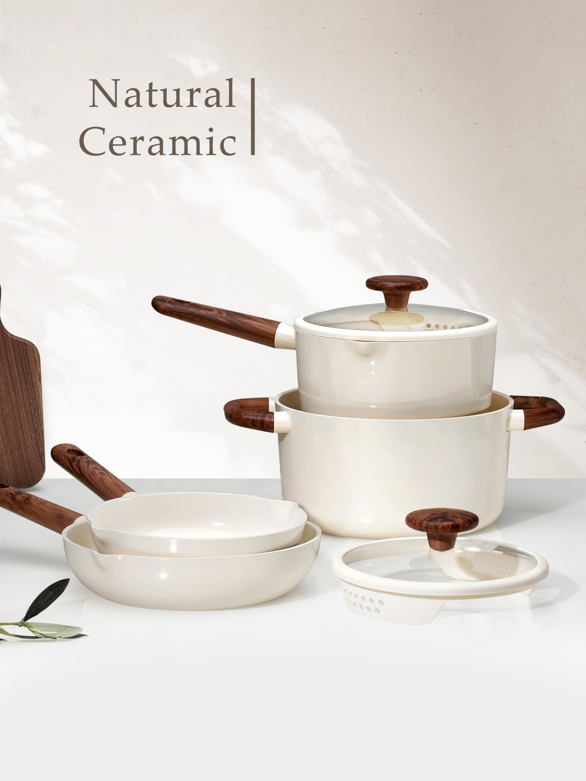 CAROTE Nonstick Pots and Pans, Induction Titanium Cookware Set 16pcs Kitchen Cooking Sets, Pot and Pan Non Stick w/Frying pan (PFOS, PFOA Free)