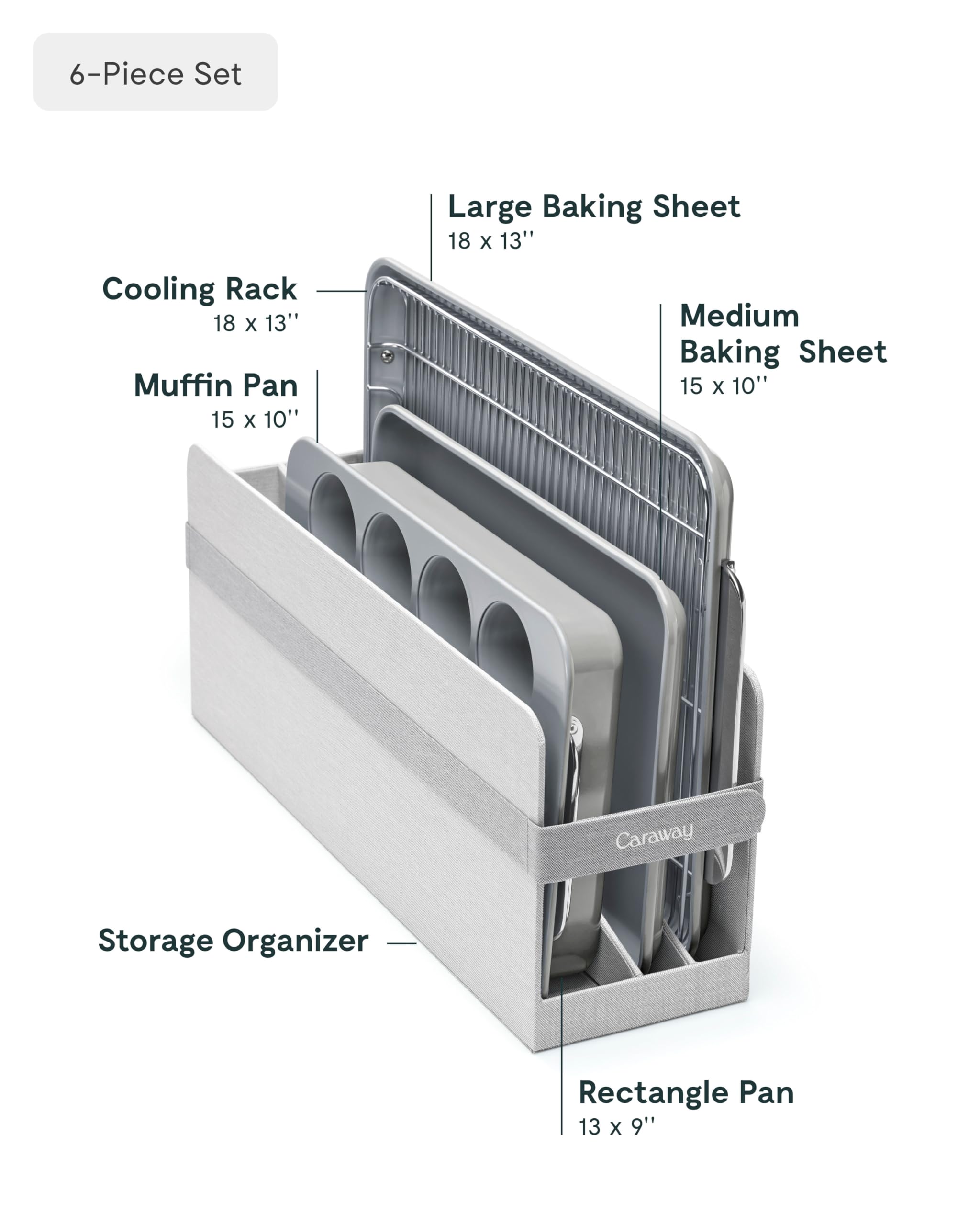 Caraway Nonstick Ceramic Bakeware Set (11 Pieces) - Baking Sheets, Assorted Baking Pans, Cooling Rack, & Storage - Aluminized Steel Body - Non Toxic, PTFE & PFOA Free - Cream