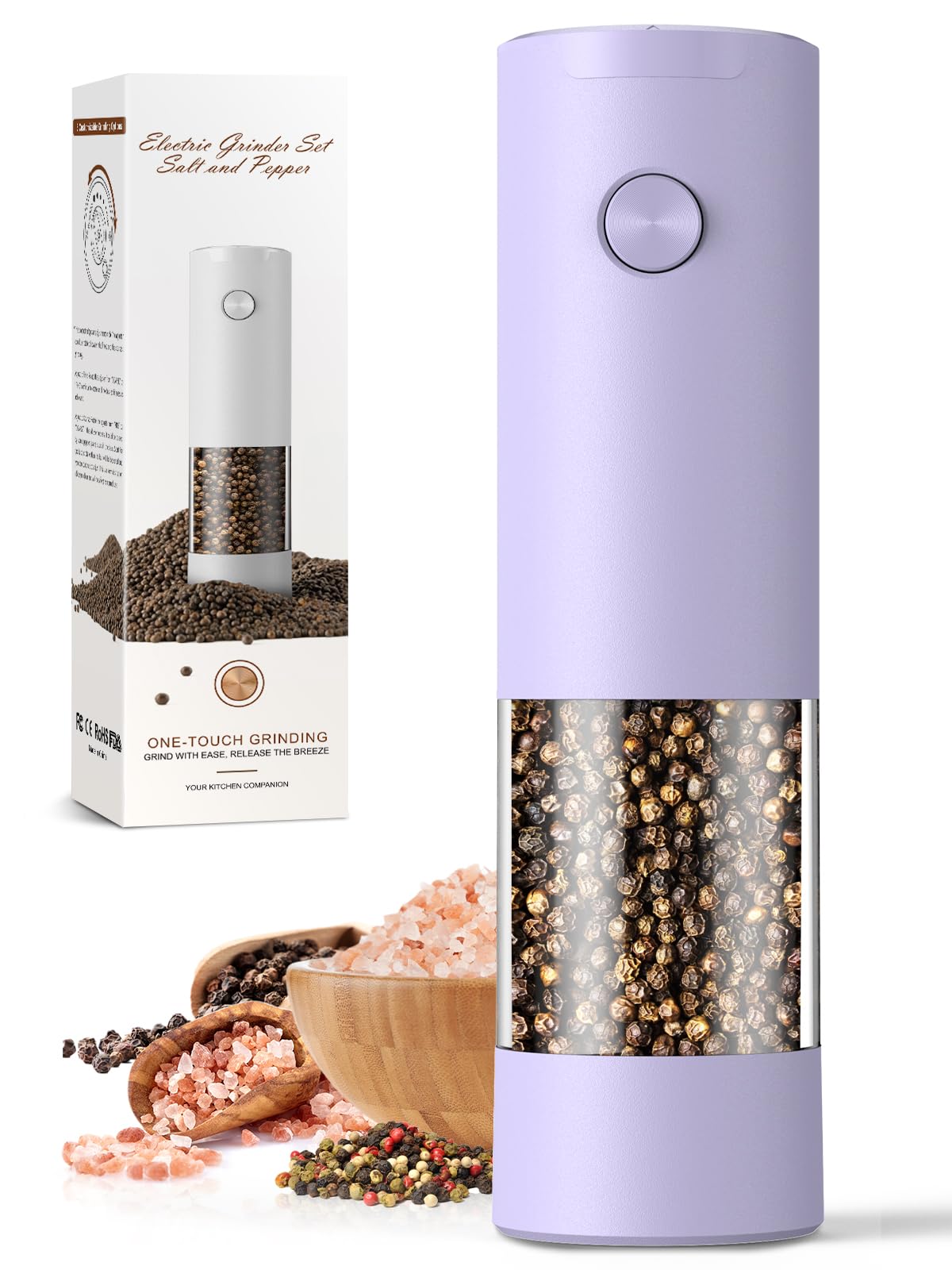 Electric Salt and Pepper Grinder Set Automatic Battery Pepper Mill Shakers Adjustable Coarseness Upgraded Larger Capacity with Led Home and Kitchen Appliances Birthday Gifts for Women Mom