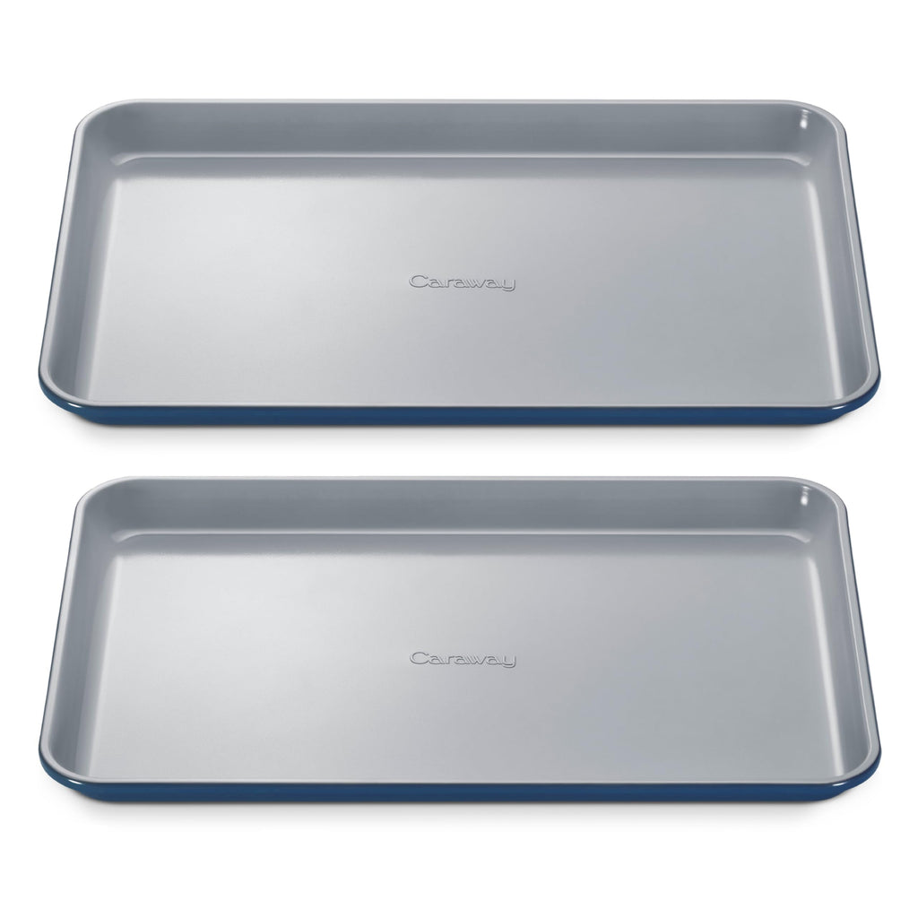 Caraway Non-Stick Ceramic Medium Baking Sheet Duo - Naturally Slick Ceramic Coating - Non-Toxic, PTFE & PFOA Free - Perfect for Baking, Roasting, and More - Medium (15" x 10") - Cream