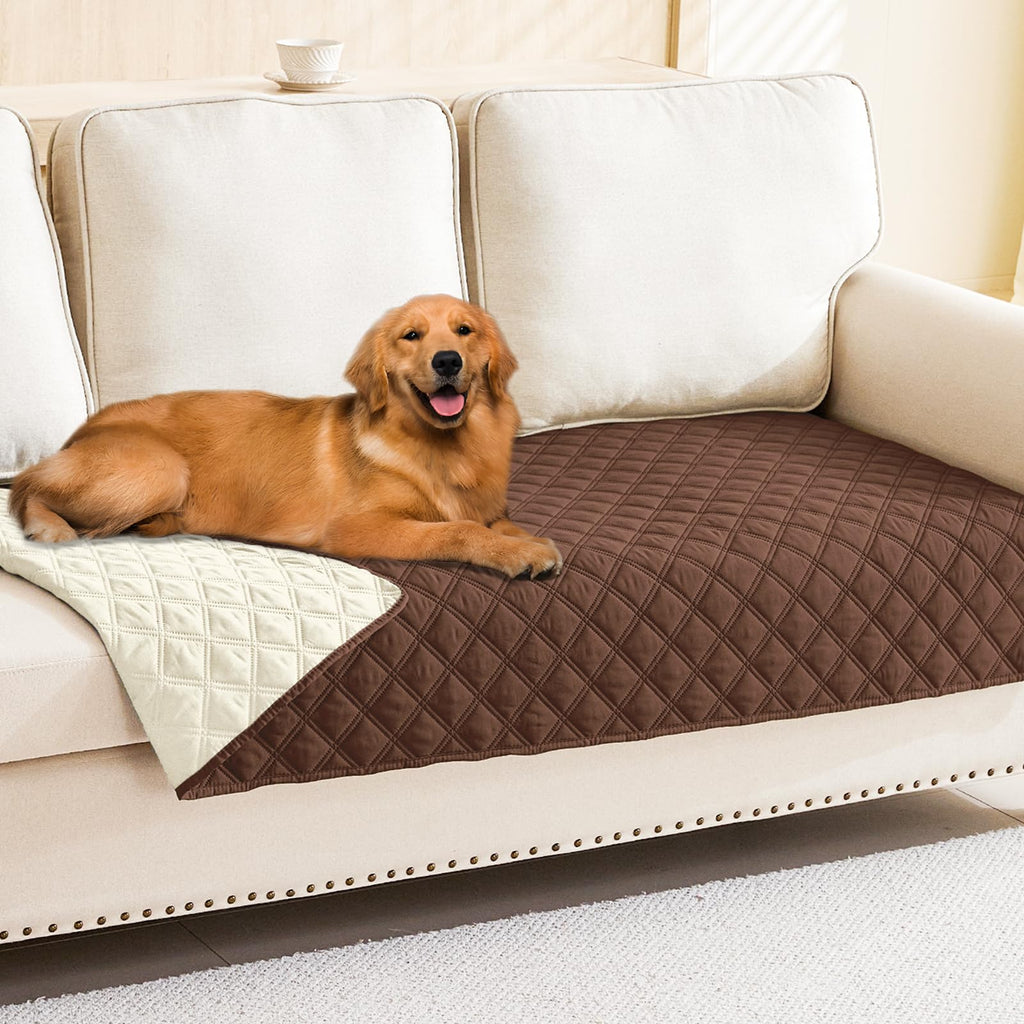 Smiry Waterproof Couch Covers for Dogs Washable, Reversible Pet Couch Covers for 3 Cushion Sofa Pet Friendly, Soft Sofa Furniture Protector for Dogs Cat Kids, Checkered (30"x70", Grey/Dark Grey)