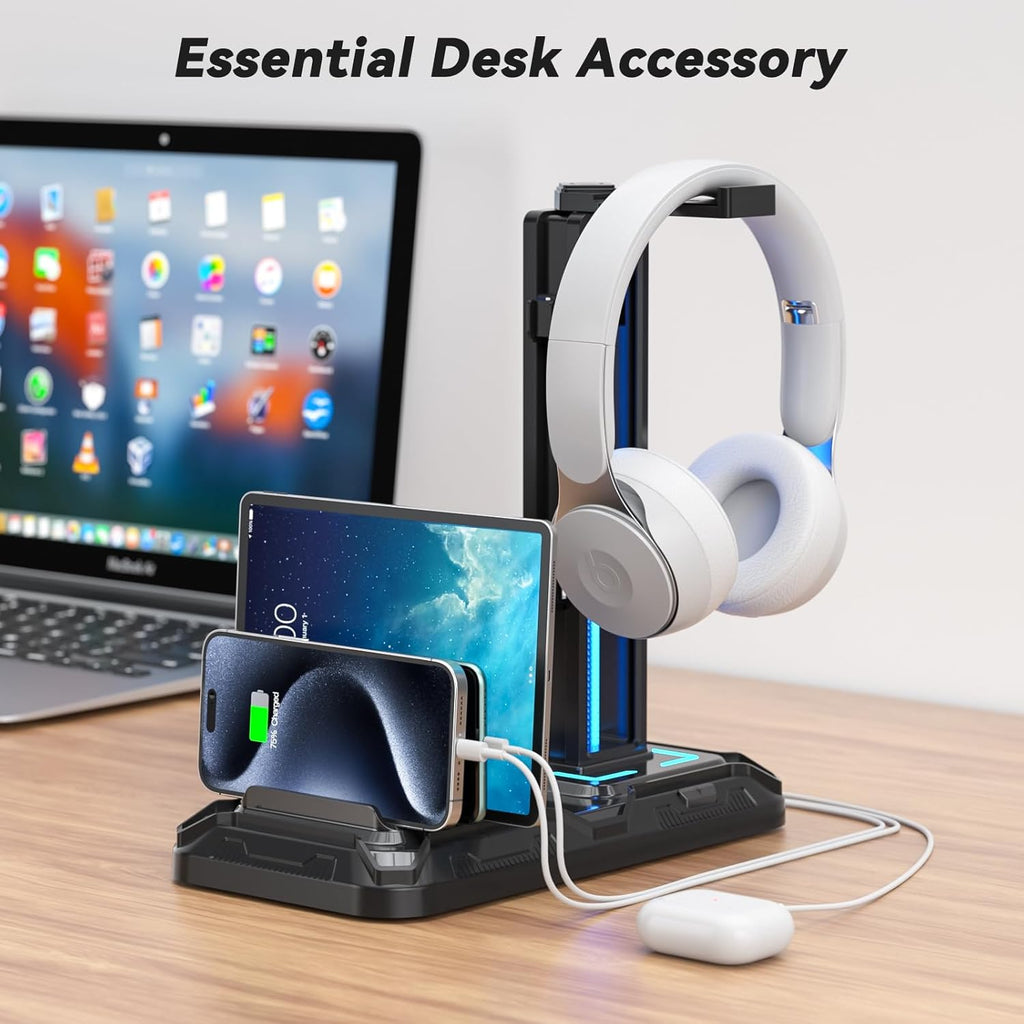 KDD Headphone Stand with Drawer - Headset, Controller Holder for Desk & Headset Stand with Phone Holder