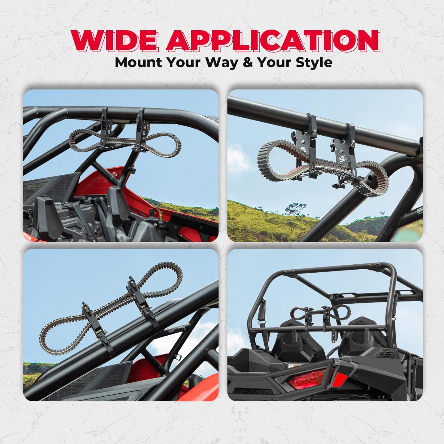 KEMIMOTO UTV Drive Belt Holder, Universal Belt Mount Fit 1.5”-2” Roll Bars Compatible with Polaris RZR Can Am Teryx Mule