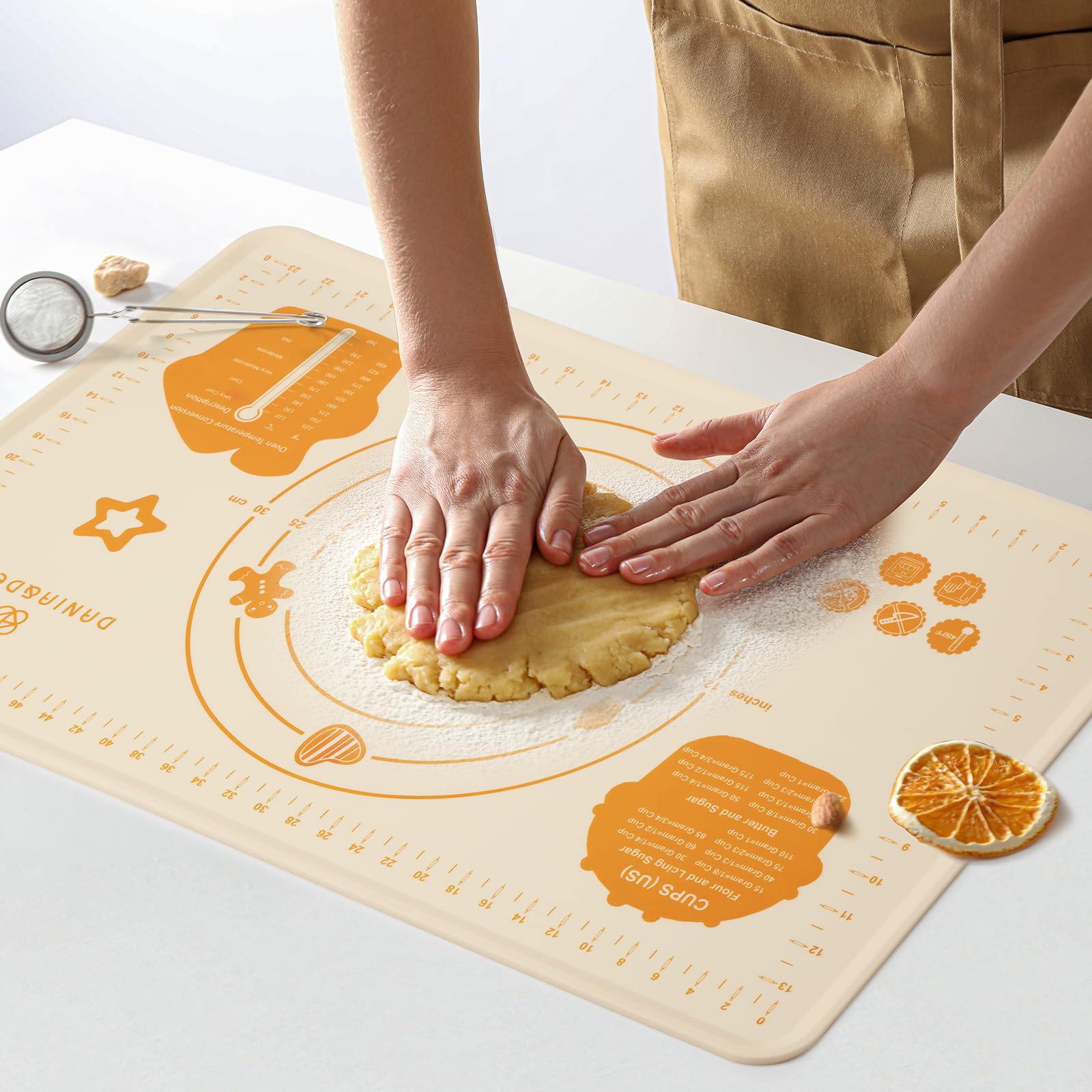 26x16 Inch Extra Thick Silicone Baking Mat with Measurements, Non-slip and Reusable - For Cookies, Bread, Pastry