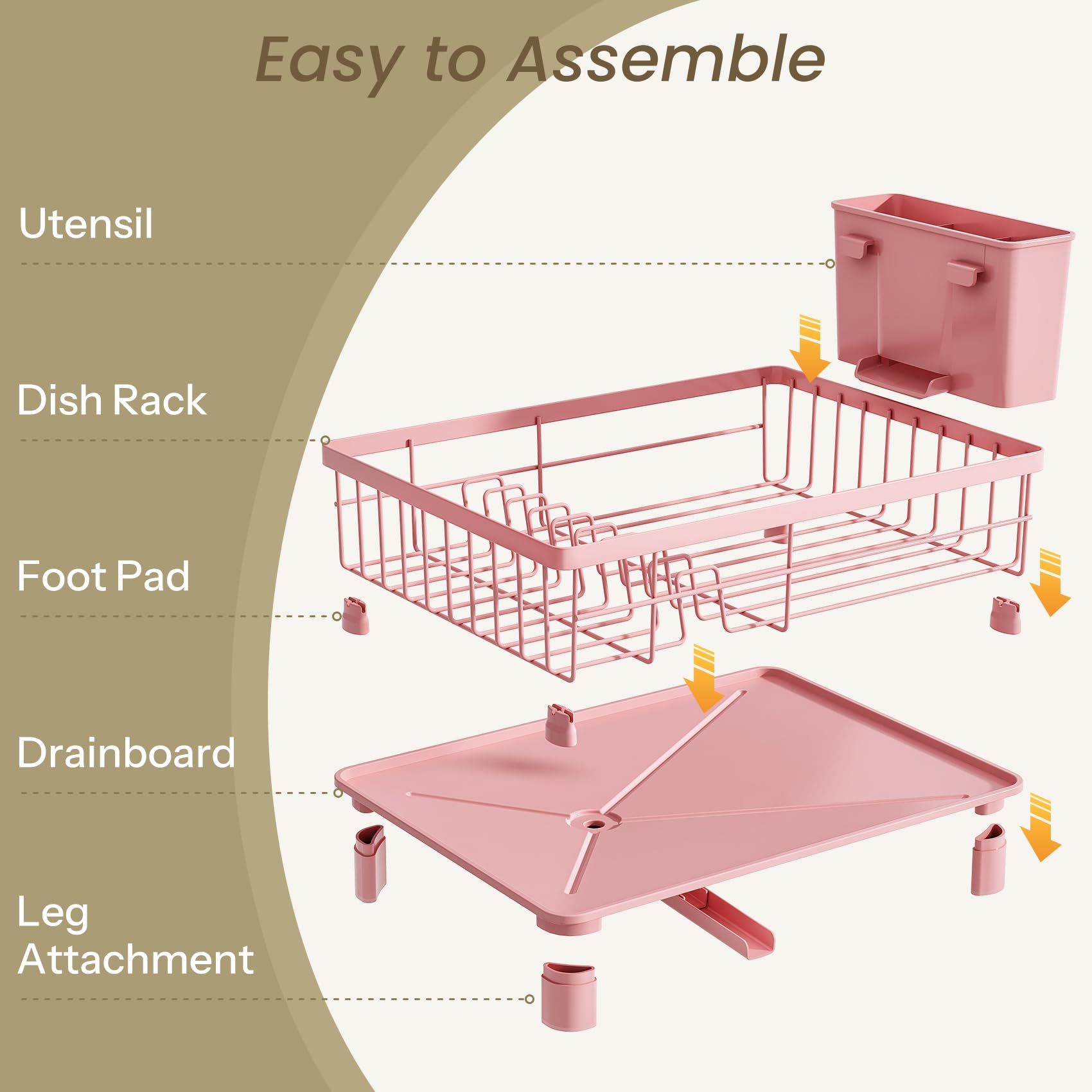 SNTD Dish Drying Rack - Small Dish Rack for Kitchen Counter, Stainless Steel Dish Drainer with Utensil Holder and Drainboard, 11" W x 15" L (Black)