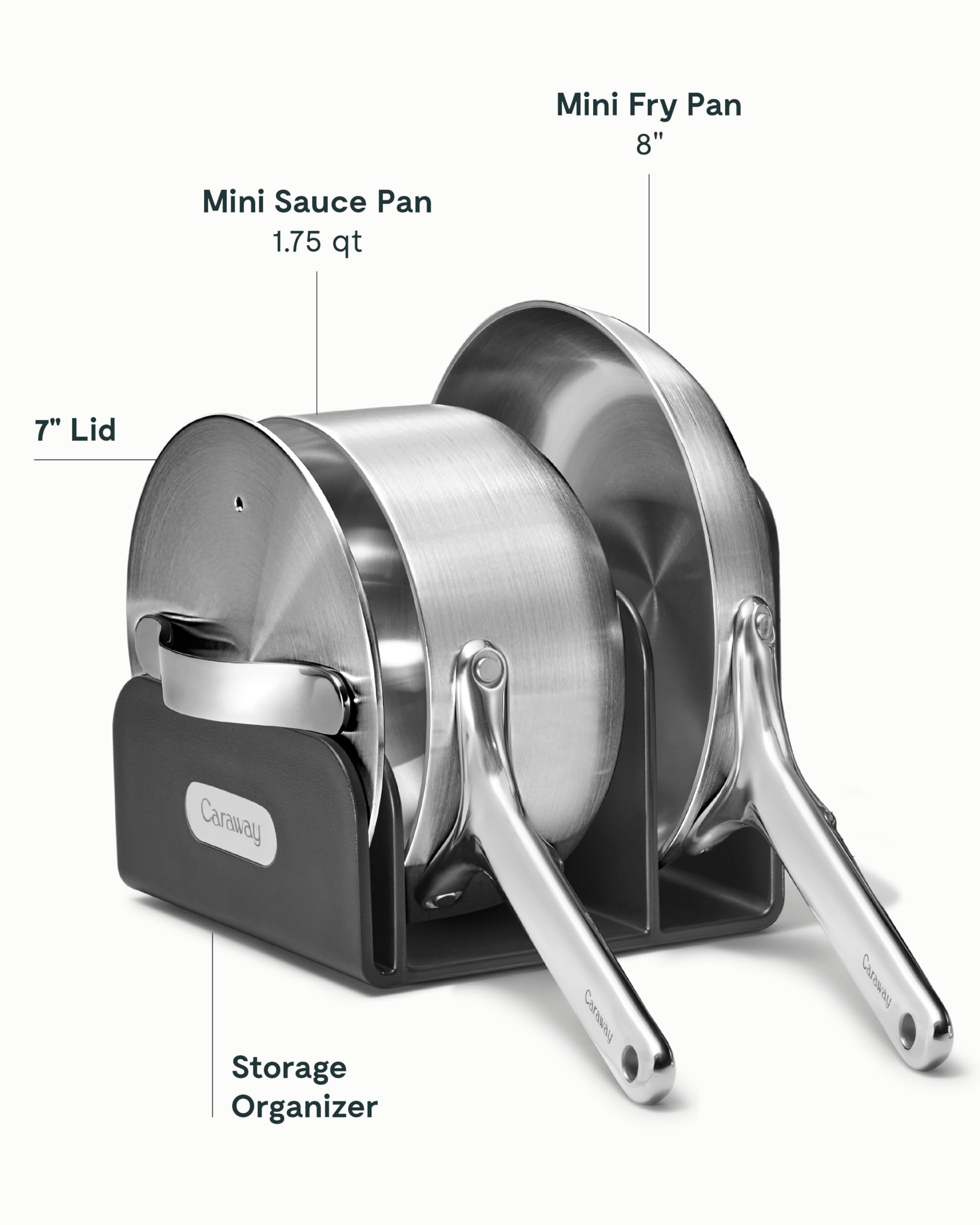 Caraway Stainless Steel Cookware Set – 12 Piece 5-Ply Stainless Steel Pots and Pans Set - Includes Fry, Sauce, Sauté Pan, Dutch Oven, and Space-Saving Storage - Non Toxic, PTFE & PFOA Free
