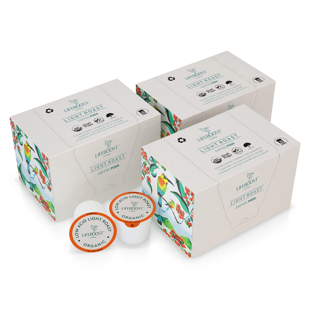 Lifeboost Medium Roast Low Acid Coffee K Cups - Single Origin Mold Free Non-GMO Organic Coffee Pods - Compatible with Keurig & Keurig 2 Machines - 10 Count