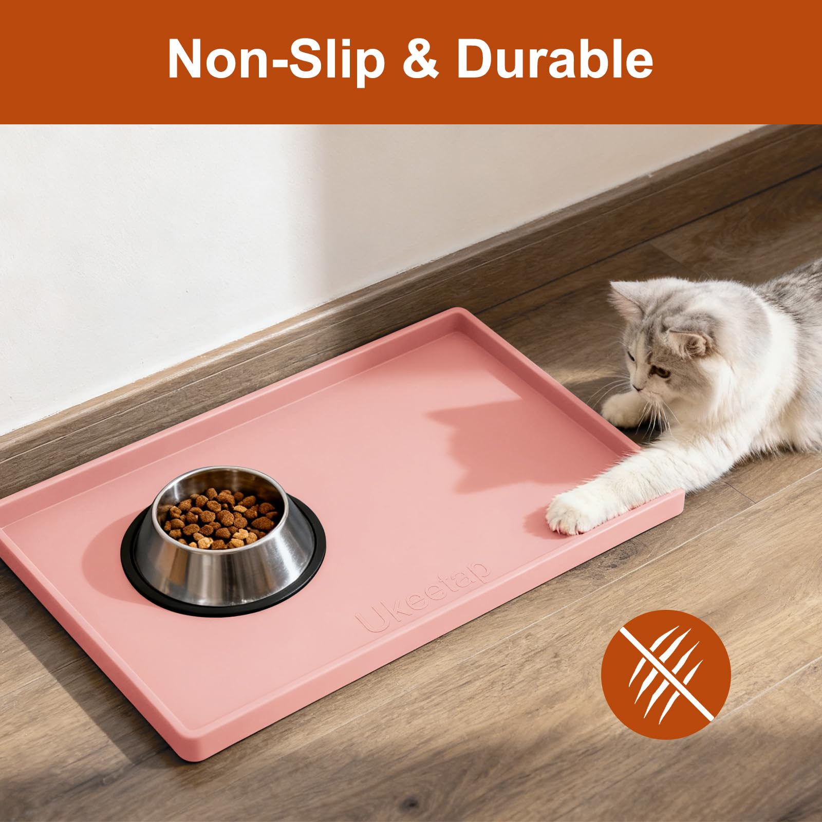 Extra Thick Silicone Mat Waterproof with Raised Edge 34" x 22", Under Sink Mat for Kitchen & Bathroom, Kitchen Cabinet Liner, Multi-Purpose for Storage & Protection, Gray