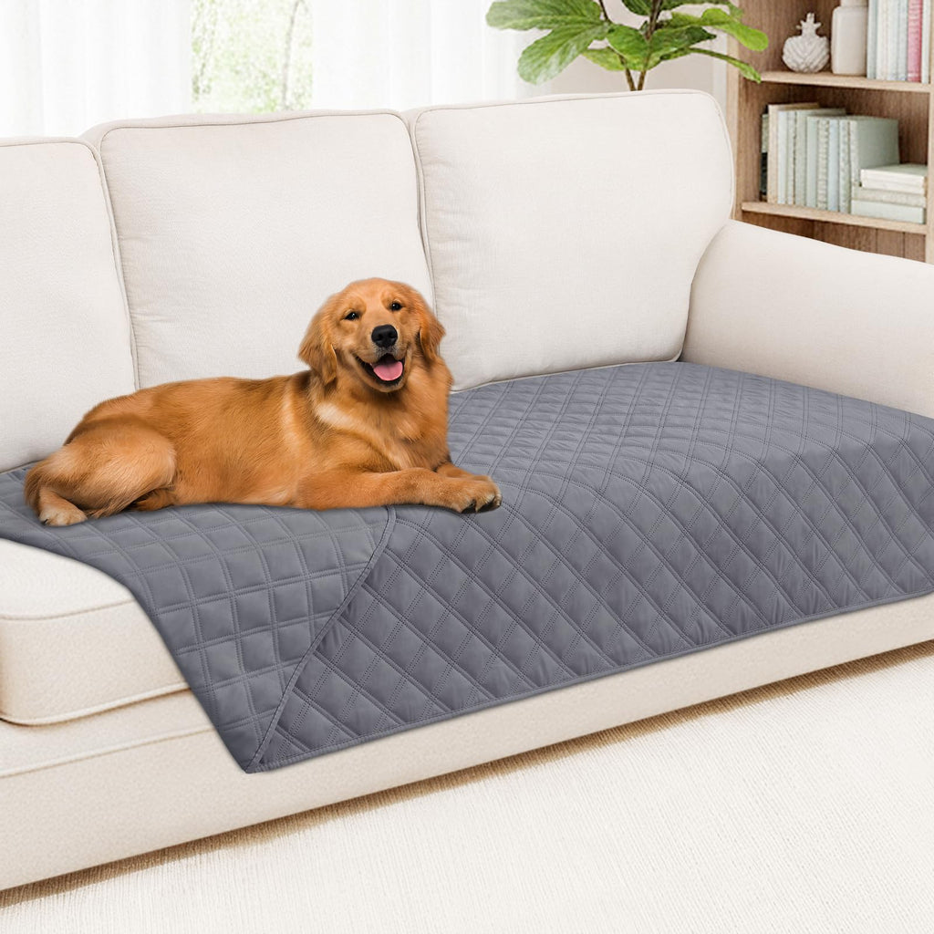 Smiry Waterproof Couch Covers for Dogs Washable, Reversible Pet Couch Covers for 3 Cushion Sofa Pet Friendly, Soft Sofa Furniture Protector for Dogs Cat Kids, Checkered (30"x70", Grey/Dark Grey)