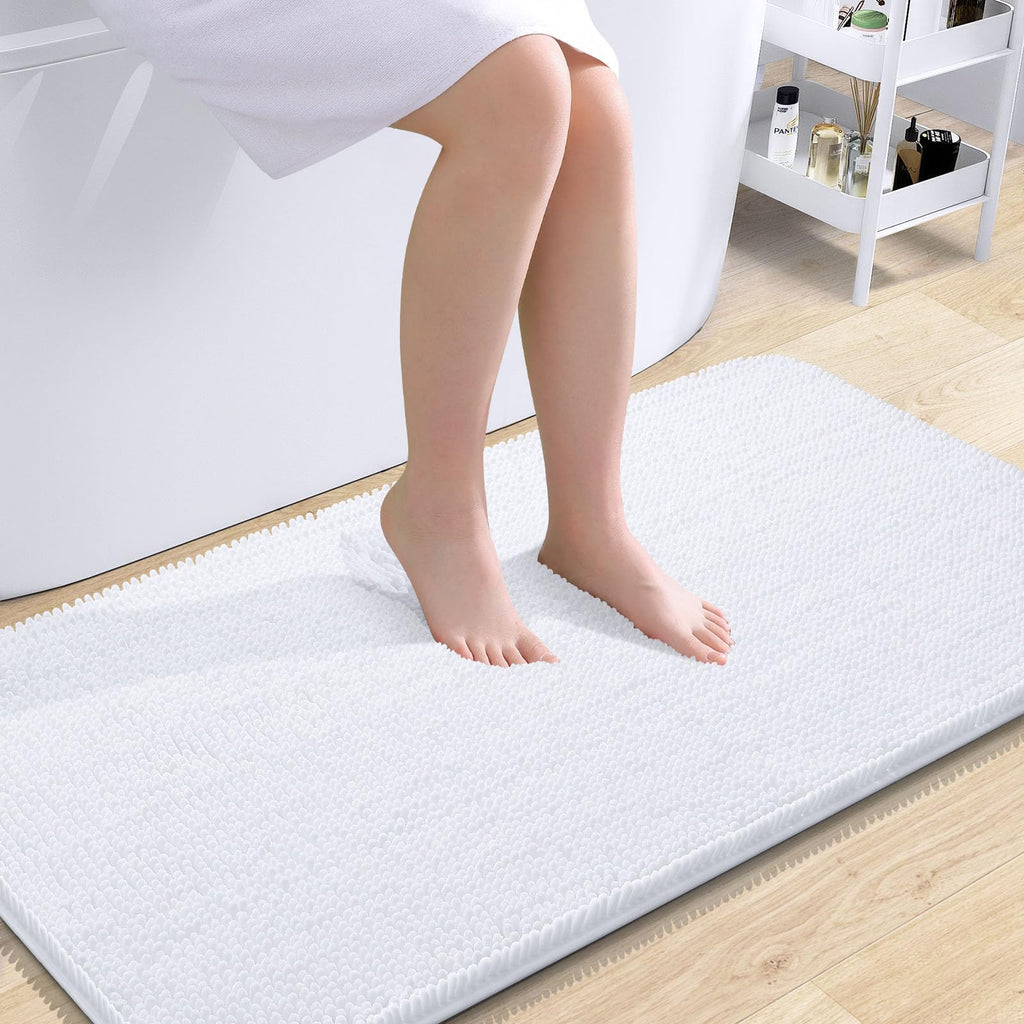 OLANLY Bathroom Rugs 30x20, Extra Soft Absorbent Chenille Bath Rugs, Rubber Backing Quick Dry, Machine Washable Bath Mats for Bathroom Floor, Tub and Shower, Home Decor Accessories, Grey
