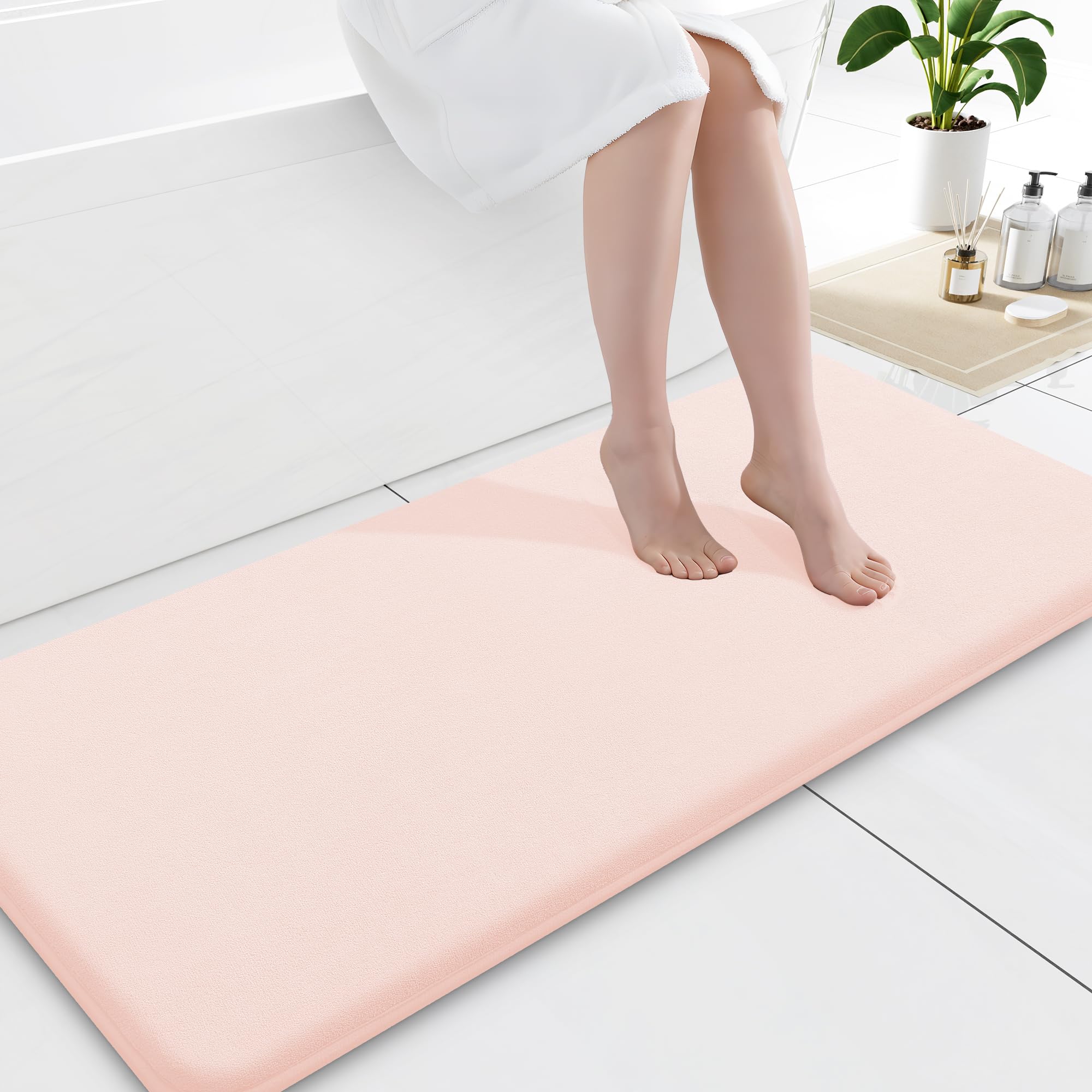 Smiry Memory Foam Bath Mat 30x20, Extra Soft and Absorbent Bathroom Mats, Non Slip Washable Carpet for Floor, Shower and Tub, Black