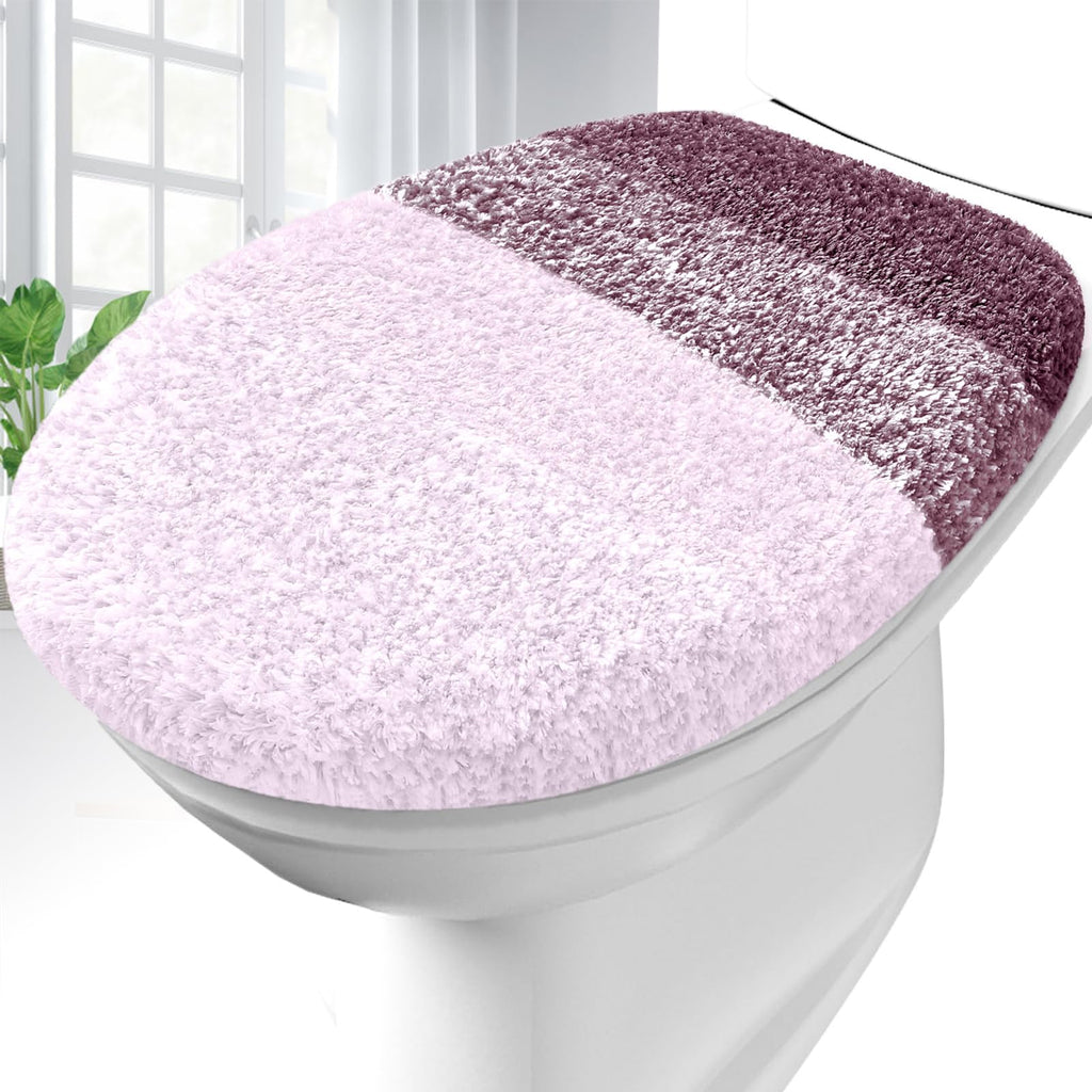 OLANLY Soft Microfiber Bathroom Toilet Lid Cover, Machine Washable Seat Covers, 17.5x15, Stays in Place Rubber Backing, Fits Most Round, Elongated and Oblong Lids, Accessories Decor, Gray