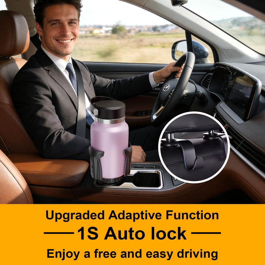 Cup Holder Expander, Automatic Car Cup Holder Expander Holds Large Water Bottles, for Yeti, Owala Travel Tumbler & Mugs, Adjustable Arms & Extendable Base Insert Accessories (CUP03T, 1PACK)