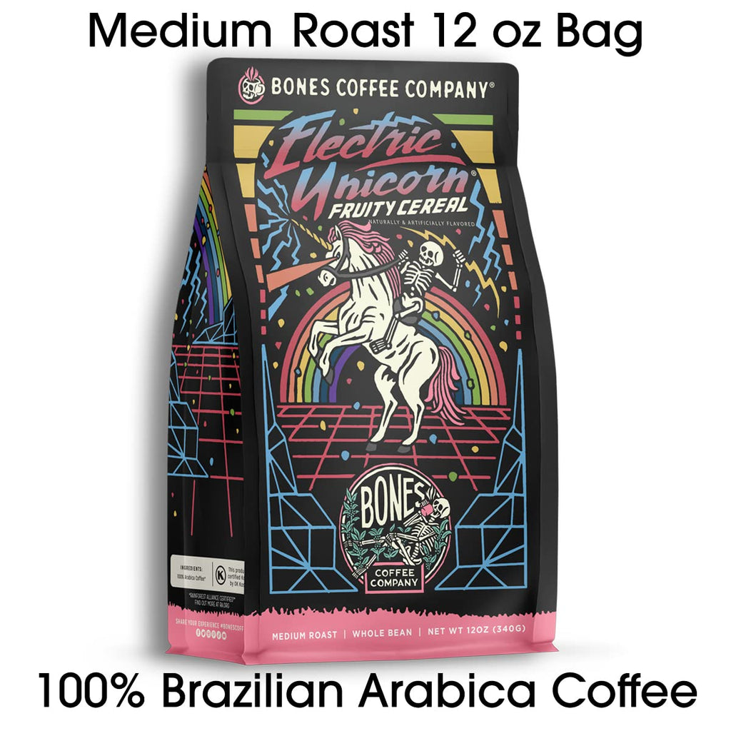 Bones Coffee Company Highland Grog, Butterscotch Caramel Flavored Coffee, Medium Roast Low Acid Arabica Beans Compatible with Auto drip and French Press Coffee Maker, 12 Oz Ground