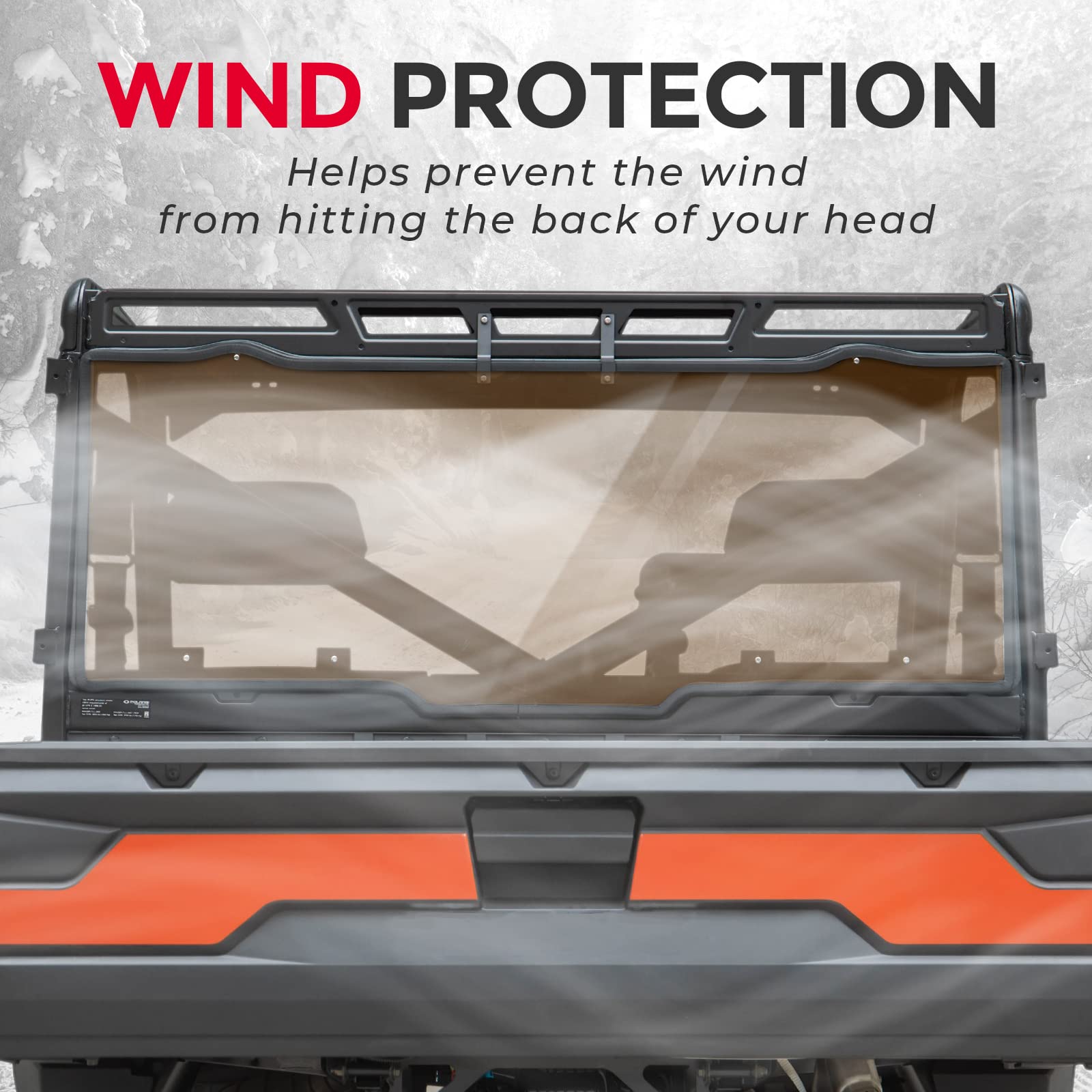 KEMIMOTO Hard Coated Rear Window, Pre-installed Back Windshield Compatible with Polaris Ranger XP 1000/Crew 2017-2026, Polaris Ranger 1000/Crew 2020-2026, Ranger XP 900/Crew 2013-2019
