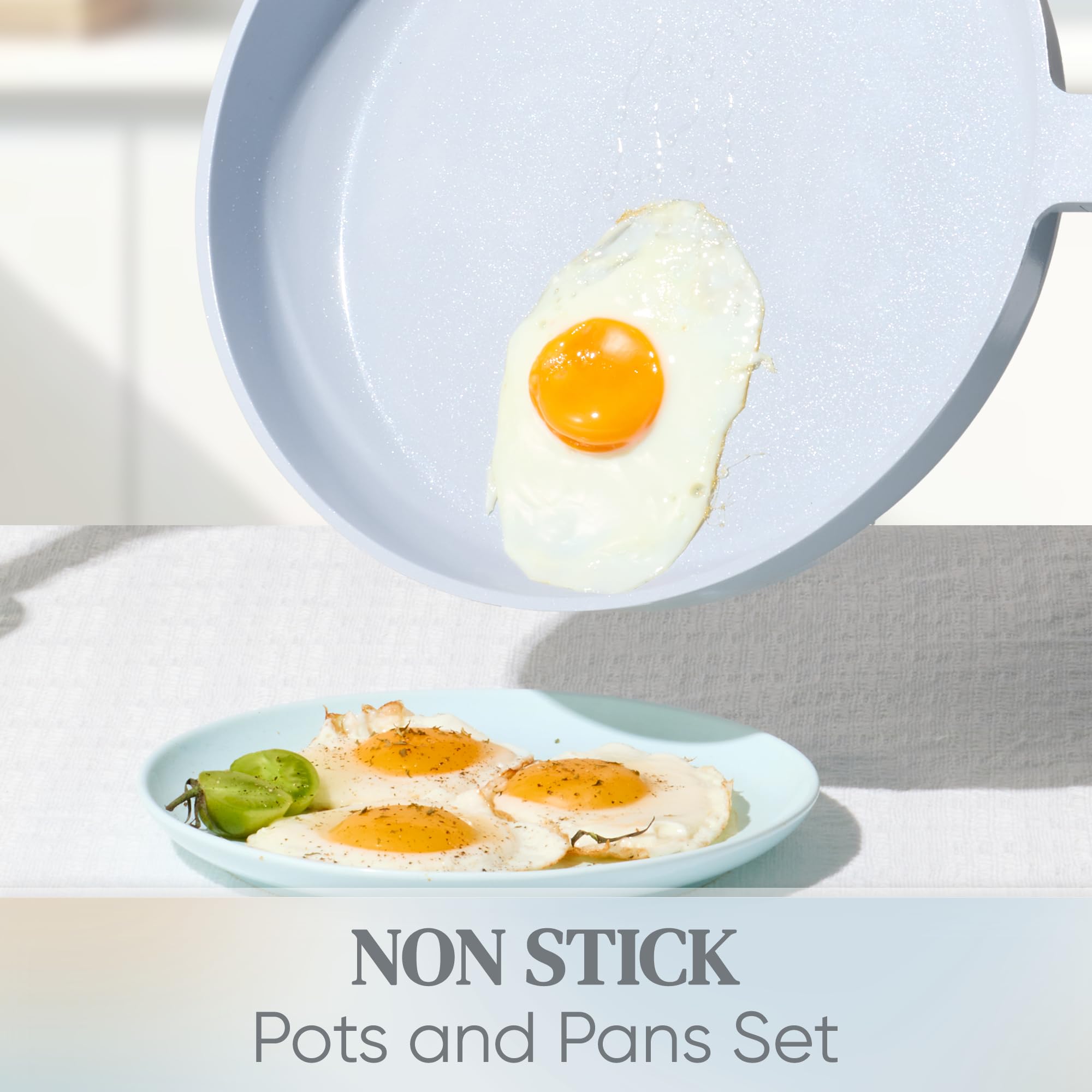 CAROTE Ceramic Cookware Set Nonstick, 14pcs Pots and Pans Set Nonstick, Non-Toxic & PFAS-Free, Dishwasher, RV/Camping Cookware Set, Cooking Pots with Lids, Charcoal Black