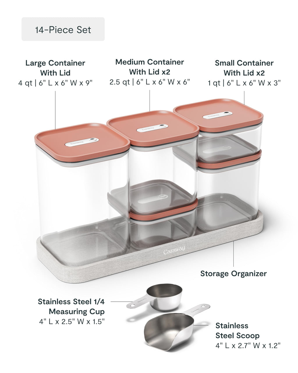 Caraway 13-Piece Glass Airtight Food Storage Containers with Lids – Non-Toxic, BPA-Free Kitchen Storage Containers – Stackable, Space-Saving Airtight Containers for Dry Goods and More - Navy