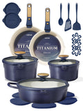 CAROTE 20Pcs Titanium Cookware Set, Pots and Pans Set Non Stick, Kitchen Cooking Set with Detachable Handle, Non Toxic Induction Cookware, Dishwasher/Oven Safe