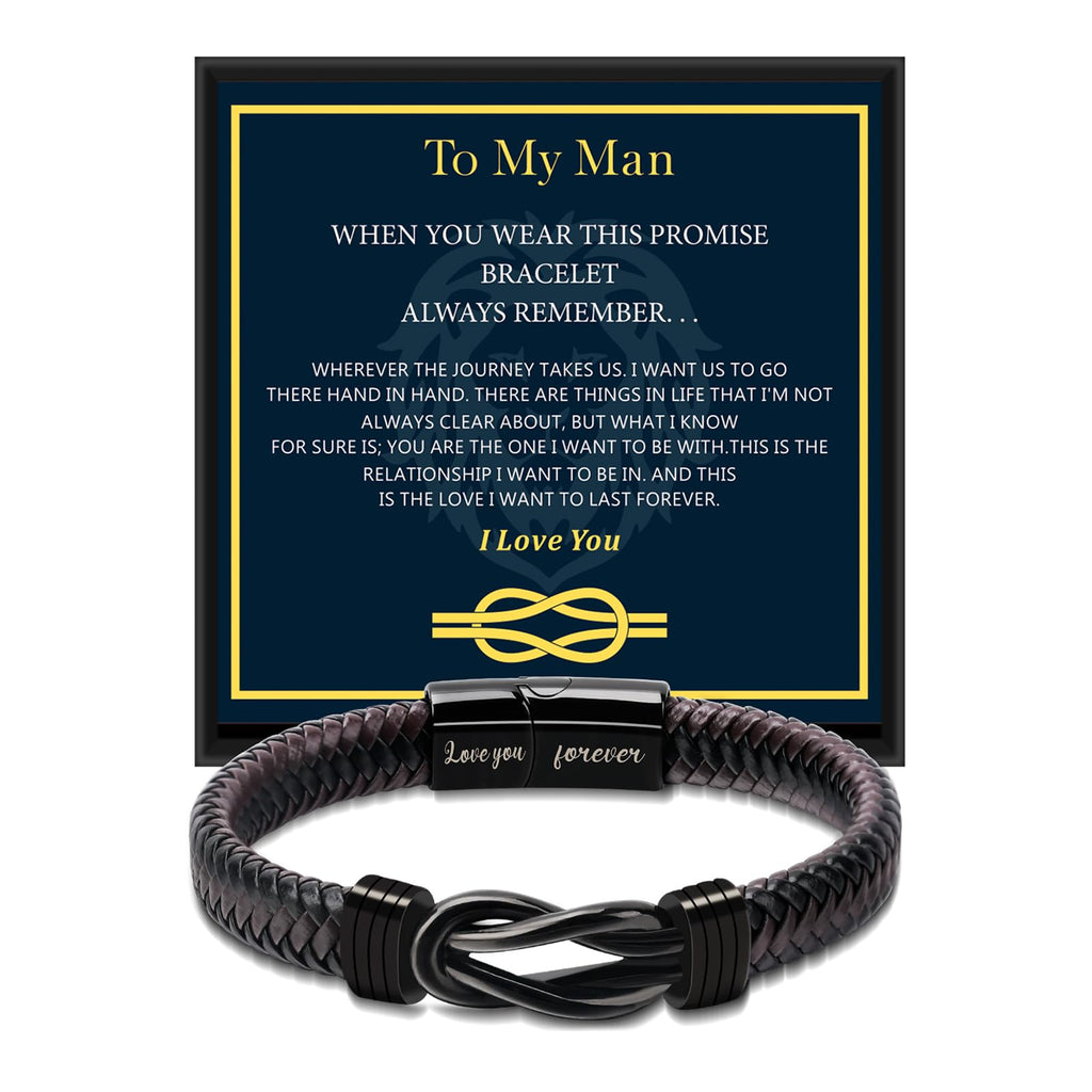 Bracelets Gifts for Men: Valentines Day Gifts for Him Leather Couples Bracelets Anniversary Romantic Gifts for Boyfriend Husband from Wife Valentine's Birthday Christmas