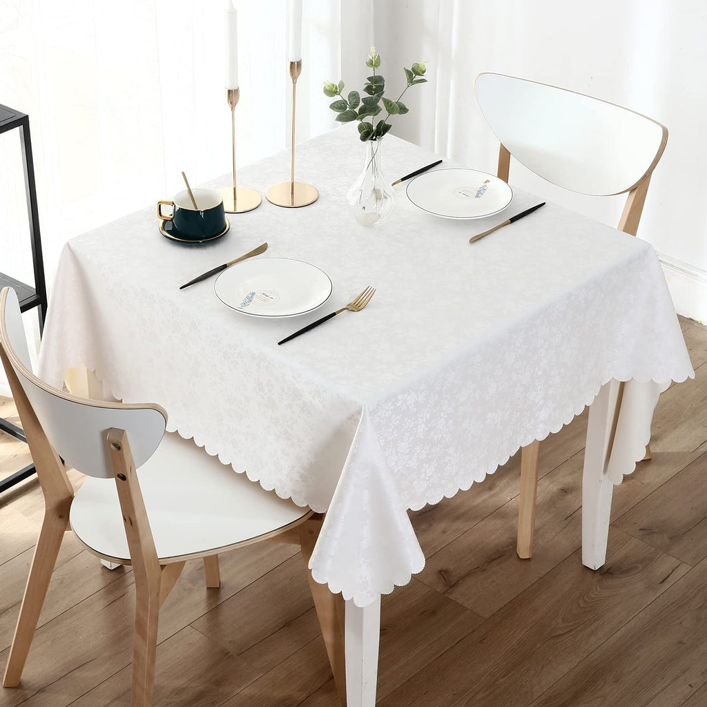 Smiry Rectangle Table Cloth, Waterproof Heavy Duty Vinyl Tablecloths, Wipeable Washable Table Cover for Kitchen and Dining Room (Beige, 60" X 84")