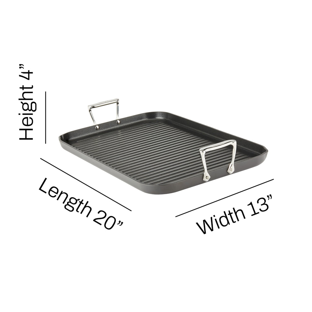 All-Clad HA1 Hard Anodized Nonstick Grill 11x11 Inch Oven Safe 350F Pots and Pans, Cookware Black