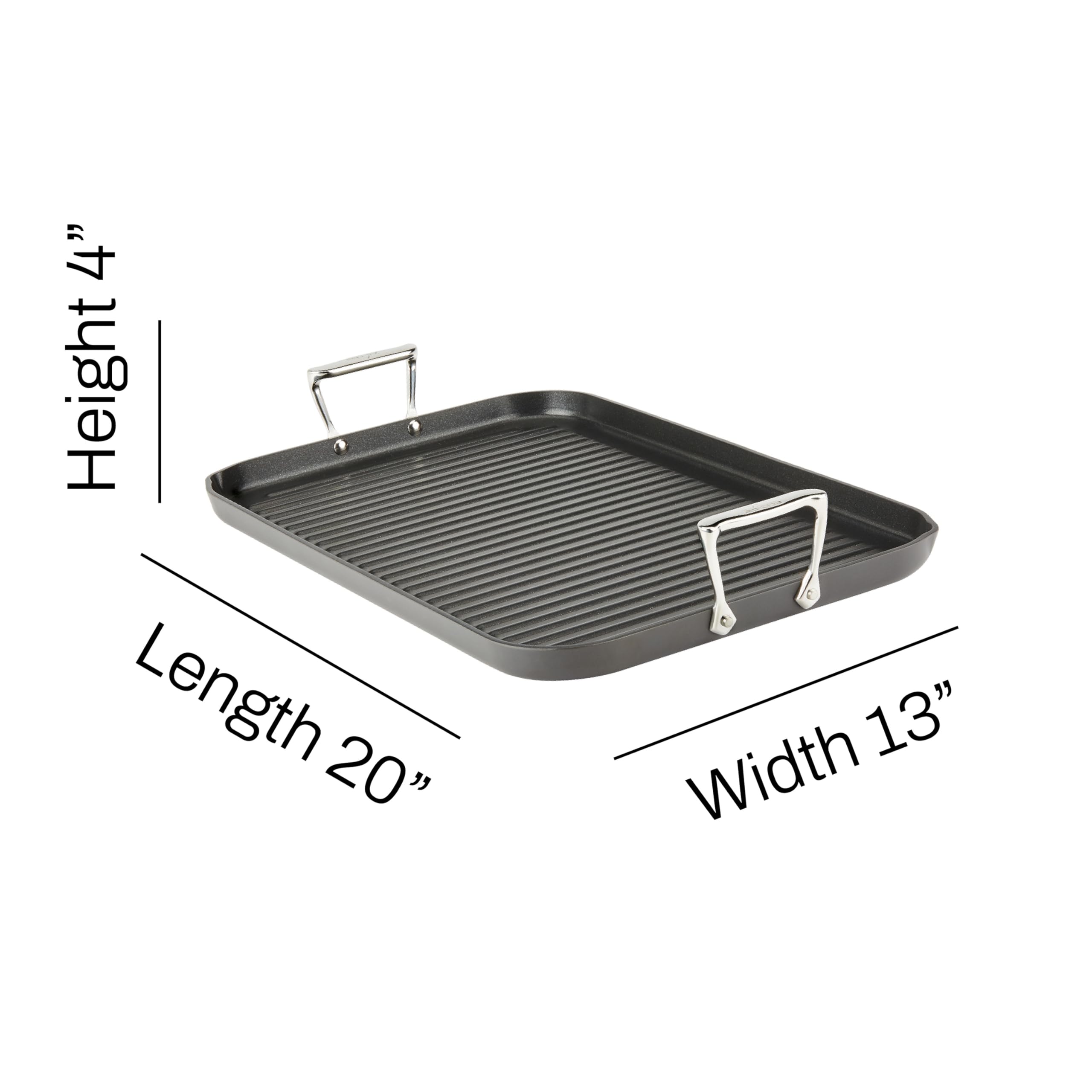 All-Clad HA1 Hard Anodized Nonstick Grill 11x11 Inch Oven Safe 350F Pots and Pans, Cookware Black