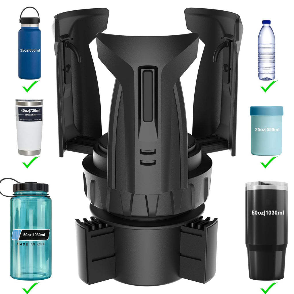 Cup Holder Expander, Automatic Car Cup Holder Expander Holds Large Water Bottles, for Yeti, Owala Travel Tumbler & Mugs, Adjustable Arms & Extendable Base Insert Accessories (CUP03T, 1PACK)