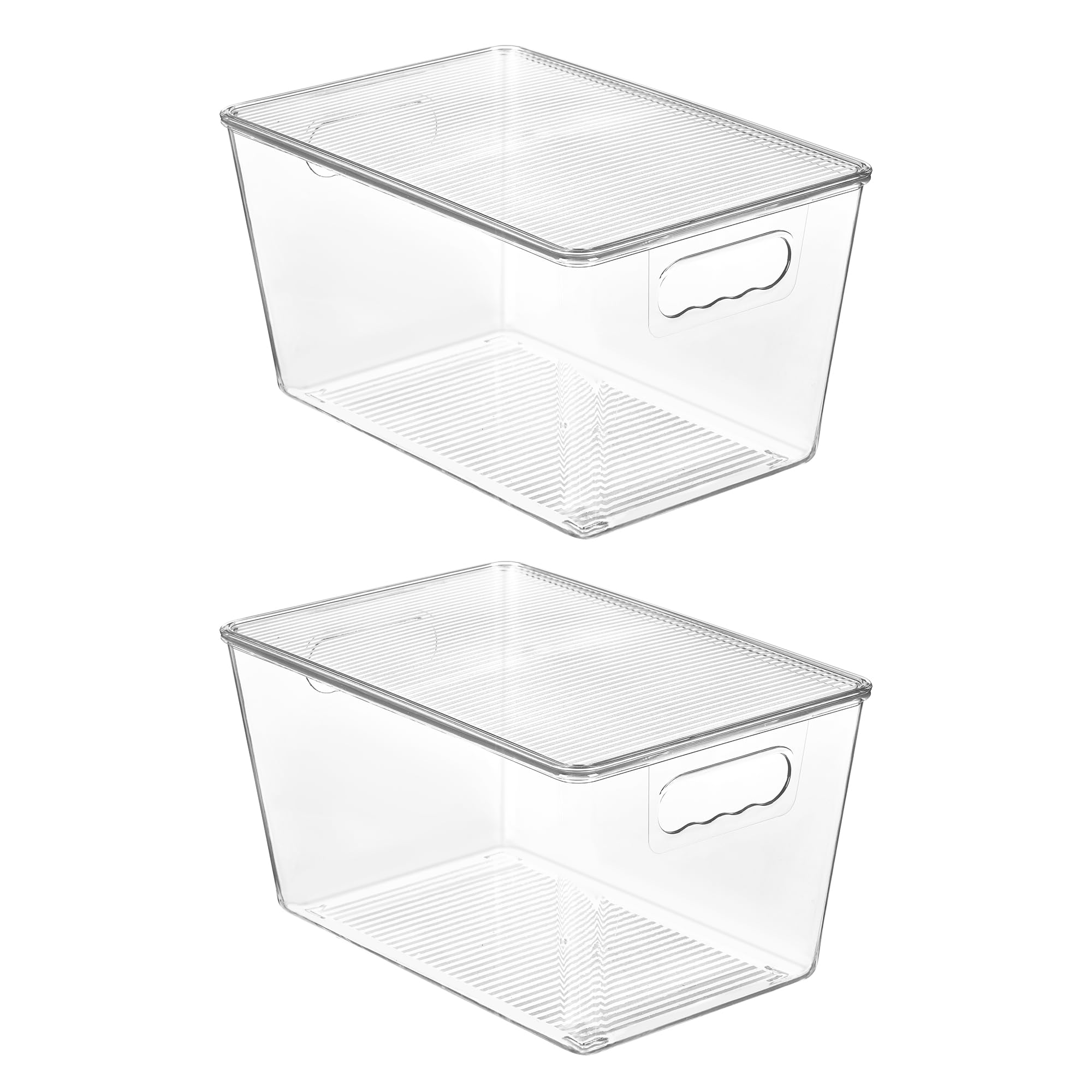 Vtopmart 6 Pack Clear Stackable Storage Bins with Lids, Large Plastic Containers with Handle for Pantry Organizer and Storage,Perfect for Bathroom,Cabinet,Kitchen,Fridge,Closet Organization