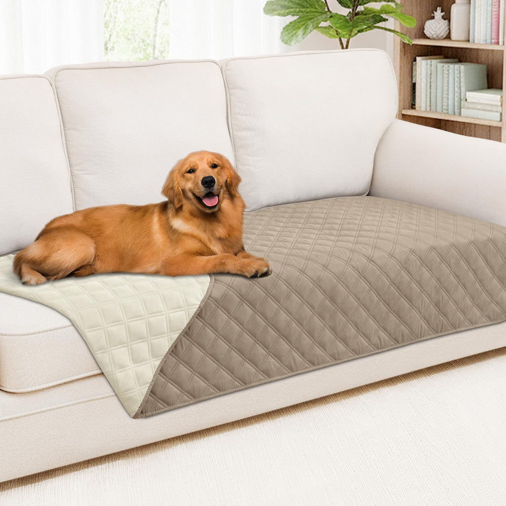 Smiry Waterproof Couch Covers for Dogs Washable, Reversible Pet Couch Covers for 3 Cushion Sofa Pet Friendly, Soft Sofa Furniture Protector for Dogs Cat Kids, Checkered (30"x70", Grey/Dark Grey)