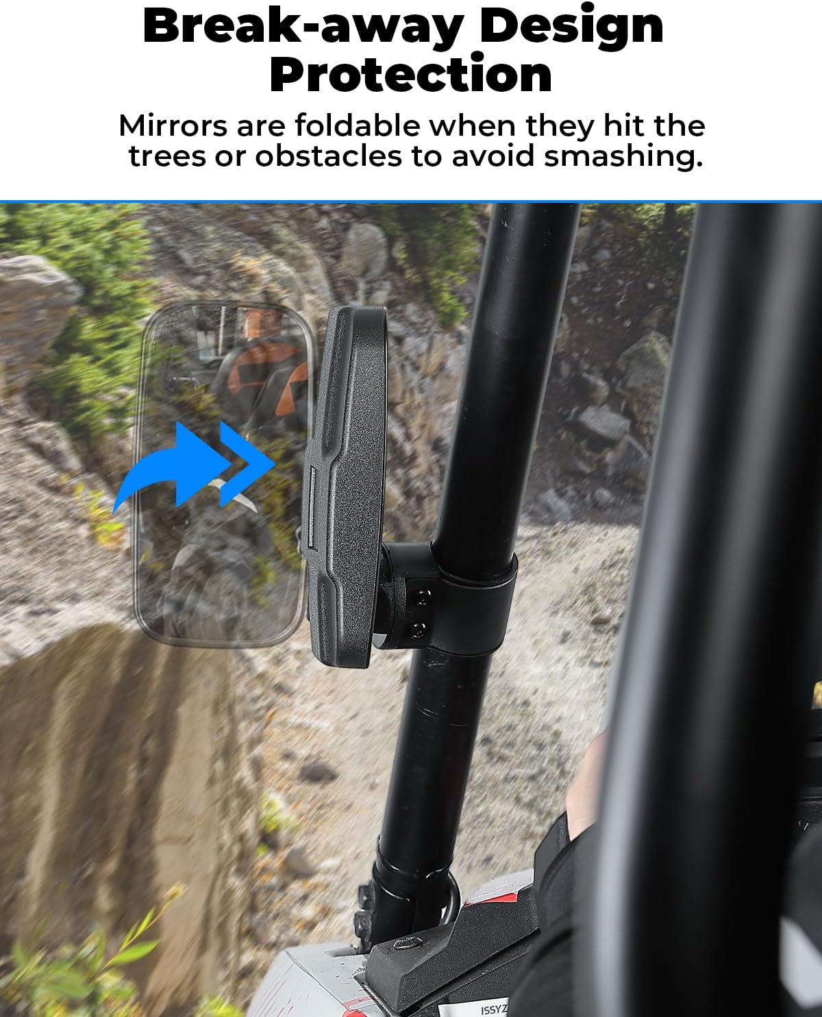 KEMIMOTO UTV Side Mirrors And Center Mirror with 1.6" to 2" Roll Bar Cage, Adjustable Rear View Side Mirrors Compatible with Polaris RZR, Zforce, Commander Maverick X3, Viking, Rhino, Teryx