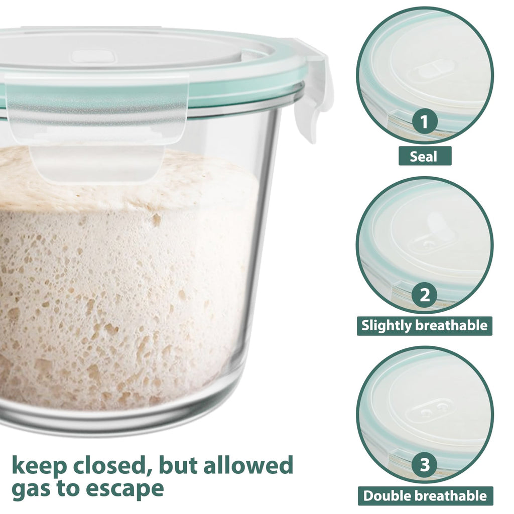 16oz Glass Meal Prep Containers, Airtight 2 Cup Glass Storage Containers with Lids, Heat-Resistant BPA-Free Borosilicate Glass Soup Container for Leftover, Microwave, Dishwasher&Freezer Safe (4 Packs)