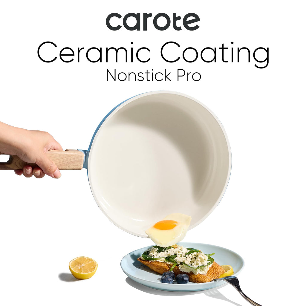 CAROTE 24pcs Ceramic Cookware Set, Pots and Pans Non Stick Kitchen Cookware Sets, Pots and Pans Set Cooking Set with Knife Set