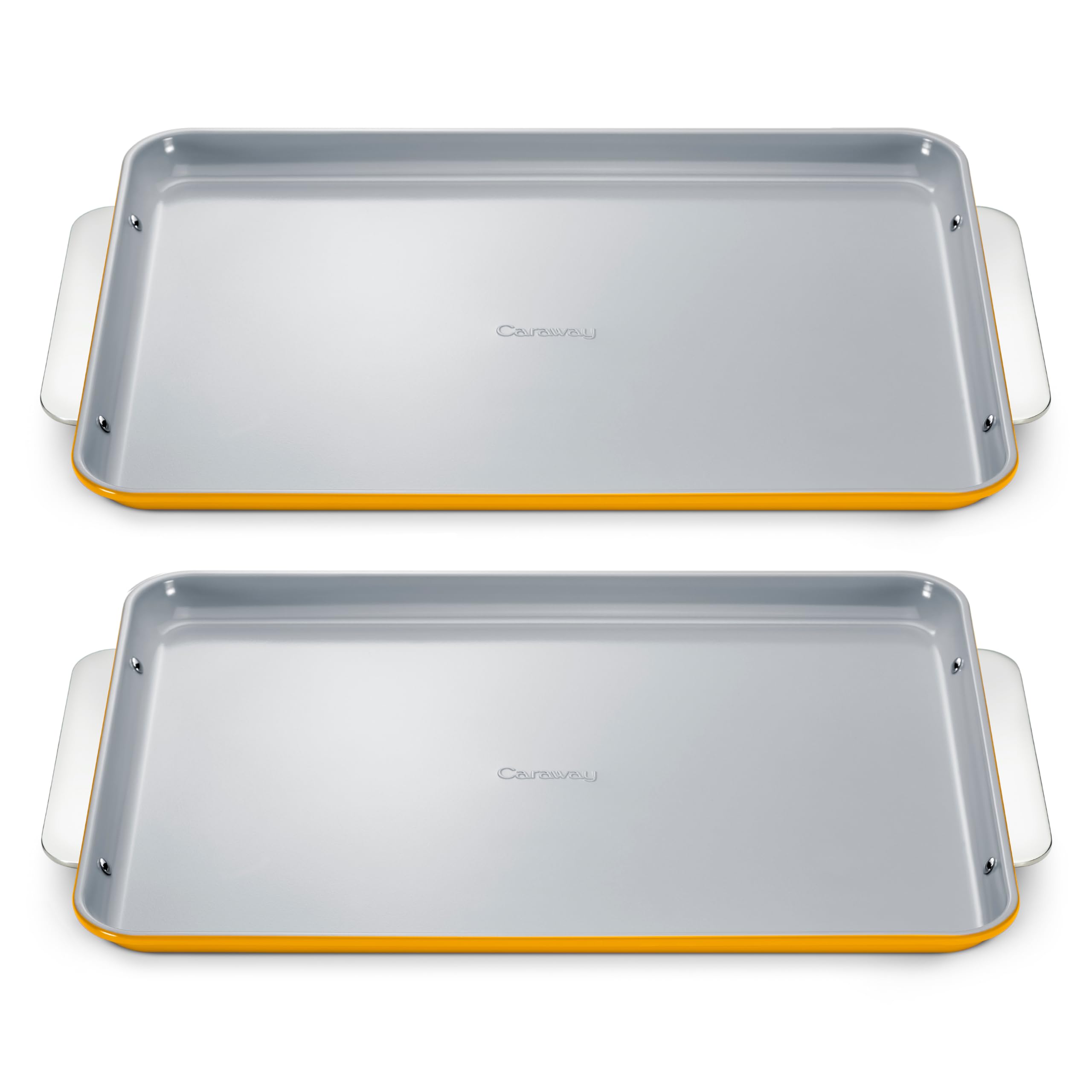 Caraway Non-Stick Ceramic Medium Baking Sheet Duo - Naturally Slick Ceramic Coating - Non-Toxic, PTFE & PFOA Free - Perfect for Baking, Roasting, and More - Medium (15" x 10") - Cream
