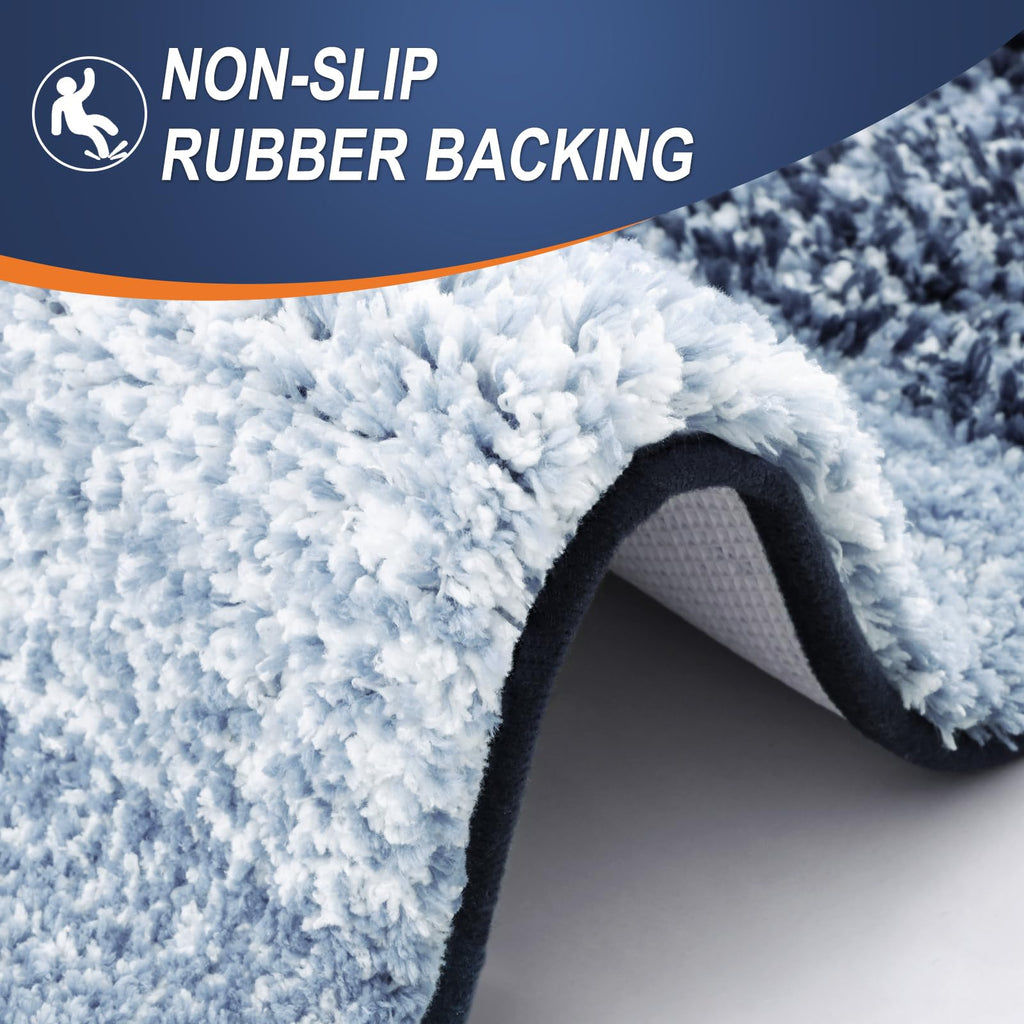 OLANLY Bathroom Rugs Sets 3 Piece, Soft Absorbent Microfiber Bath Mats and U-Shaped Contour Toilet Rug, Machine Wash Dry, Plush Shaggy Bath Mat Set for Bathroom (30"x20"+24"x16"+24"x20", Grey)